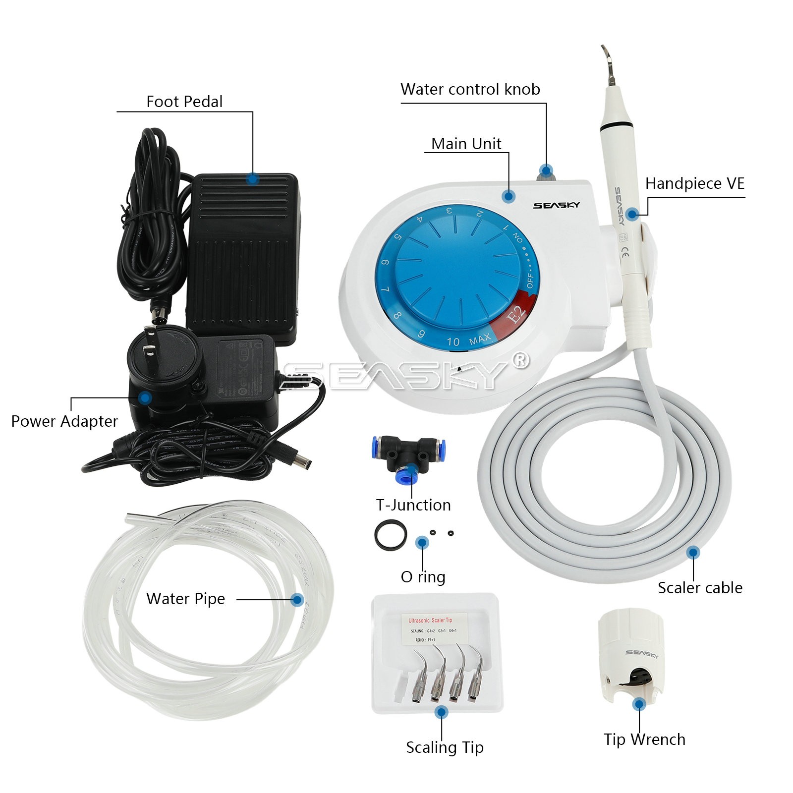 For Cavitron Dental Ultrasonic Piezo Scaler w/ Handpiece 5*Tips fits EMS SKYSEA