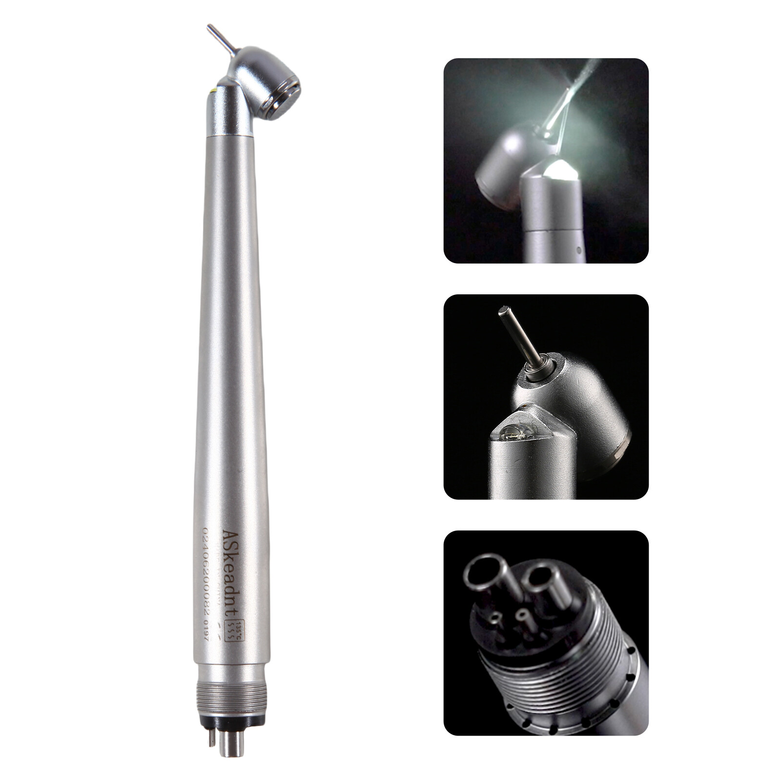 1-10* Dental LED E-generator 45 Degree Fiber Optic Turbine Handpiece 4 Hole ASk