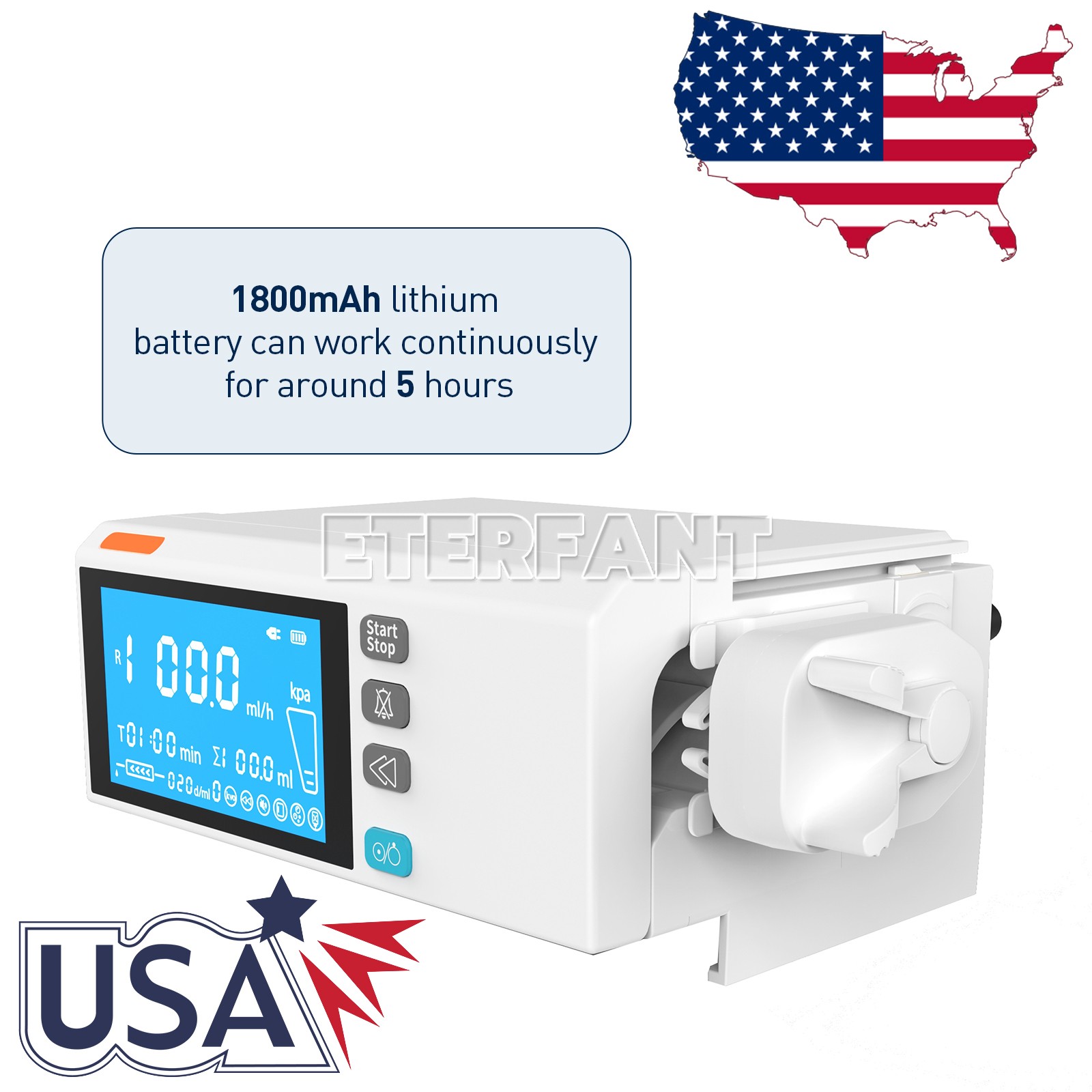 4.3inch Touch Screen Infusion Pump Stackable Type with Alarm for Human Use