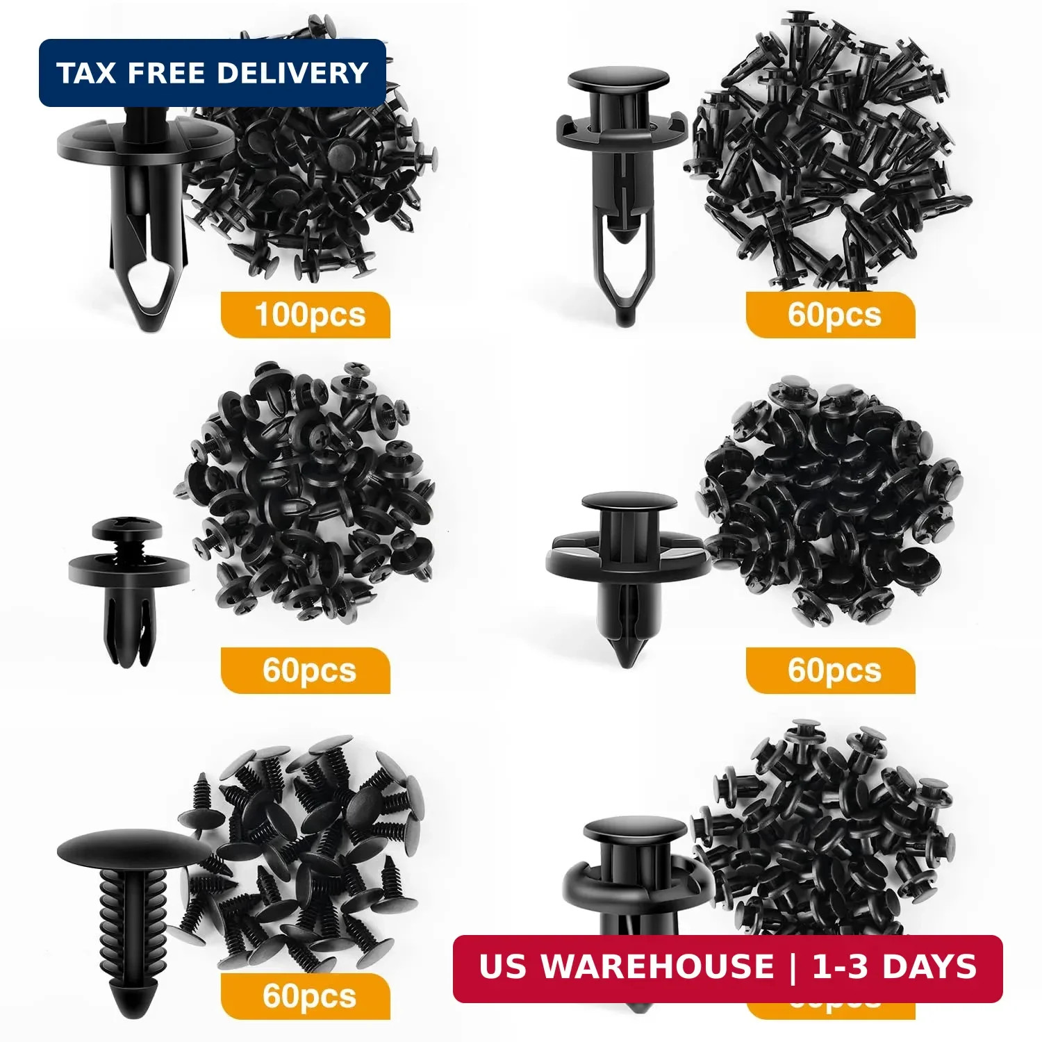 400PCS Universal Plastic Fender Clips, Push Bumper Fastener Rivet Clips C