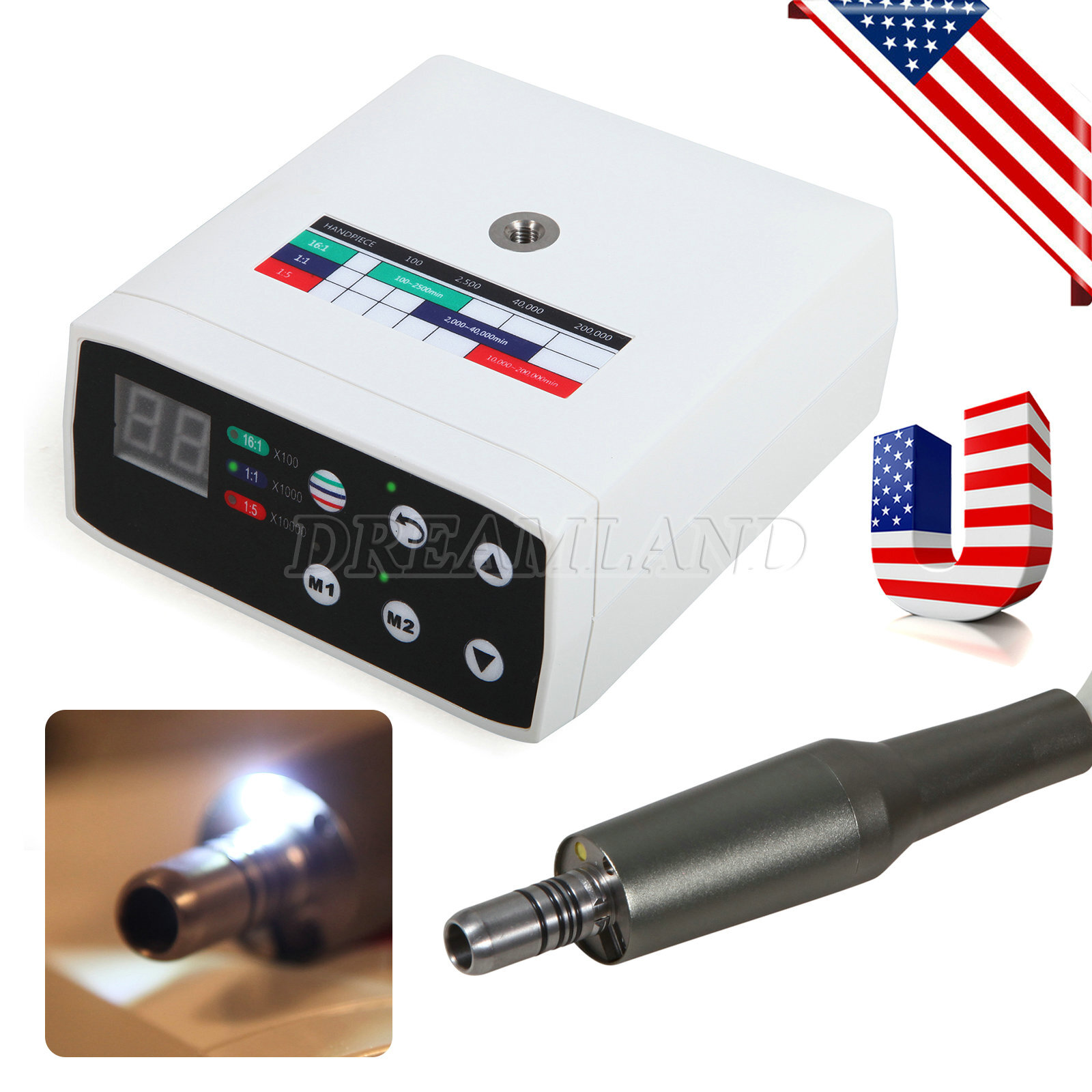 NSK Style Dental Brushless LED Electric Micro Motor 1:1 1:5 1:4.2 Handpiece USA
