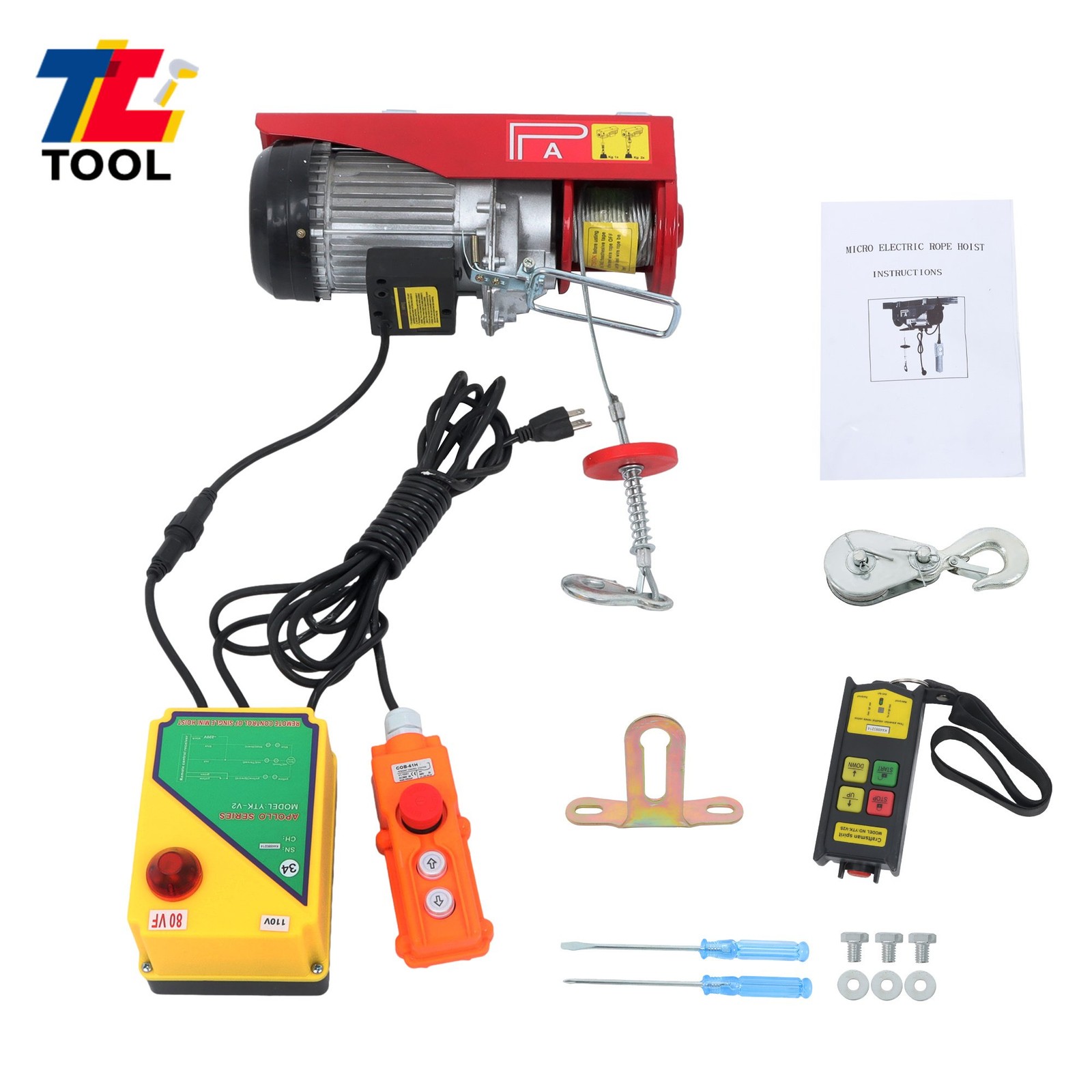 1320LBS Electric Hoist 110V 1150W Crane Winch 328ft Wireless&14ft Wired Remote