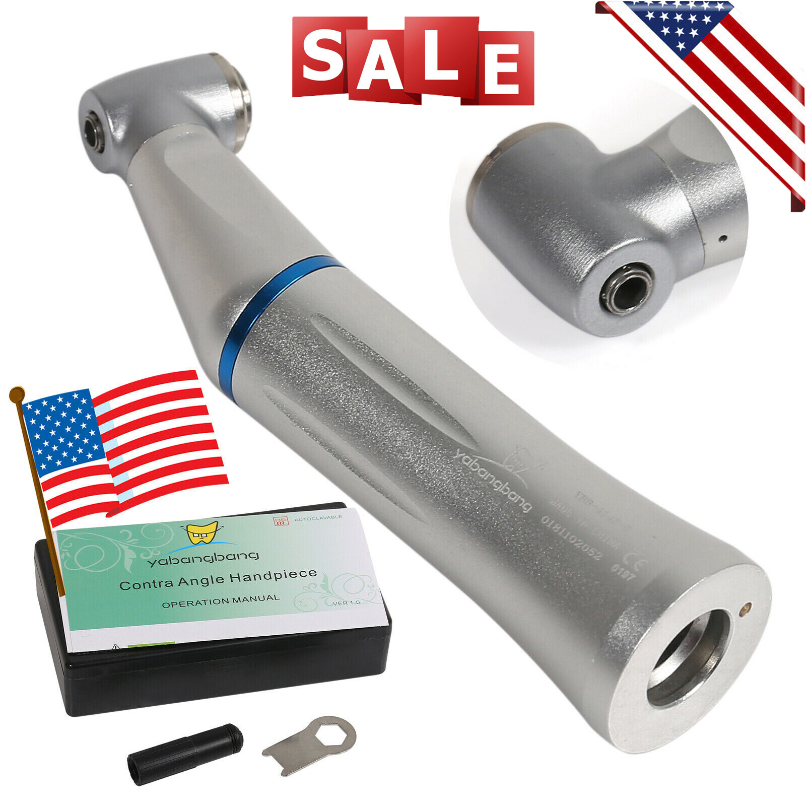 Low Speed Straight Inner Water Contra Angle 4 Hole Air Motor US-WY4 TRQ Dental