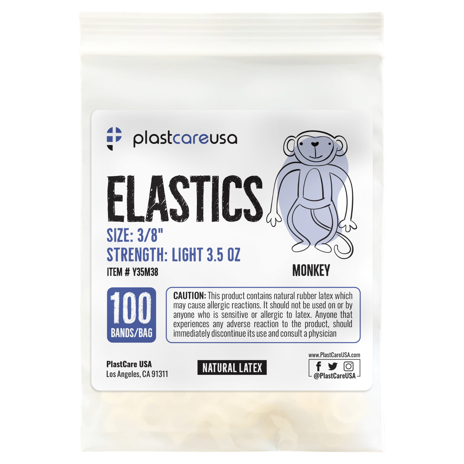 2000 Light 3.5 Oz 3/8″ Monkey Orthodontic Latex Elastic Rubber Bands Braces