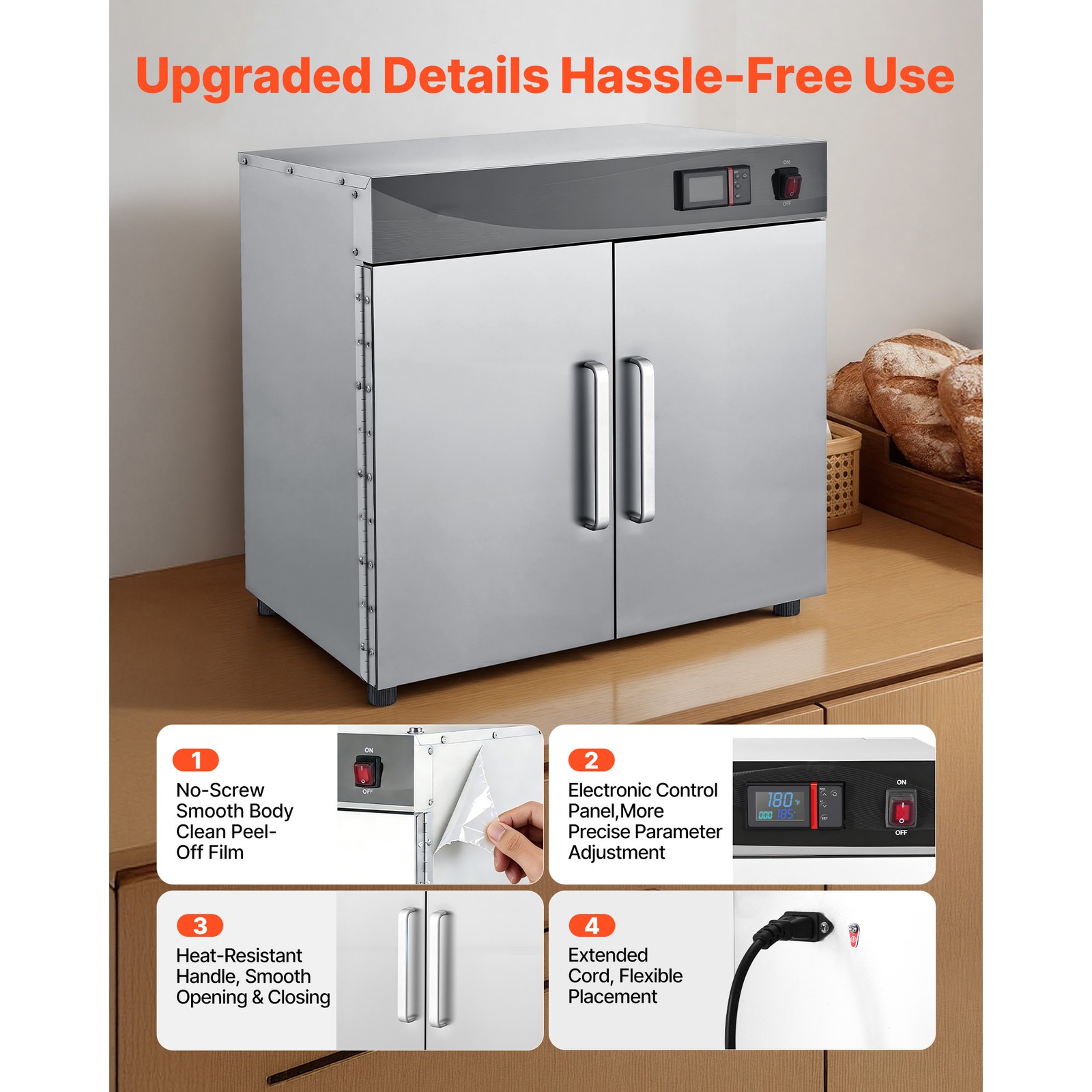 Uimoso 4 Tiers Hot Box Food Warmer Electric Food Warmer Cabinet and Dual Doors