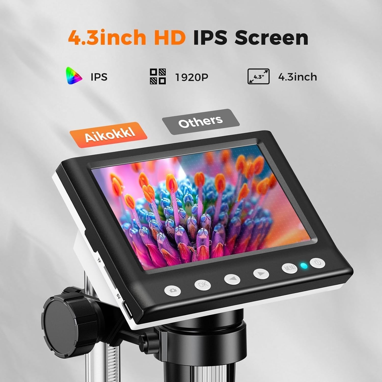 4.3 Inch LCD Digital Coin Microscope, 1000X USB Magnifier with 8 Adjustable L…