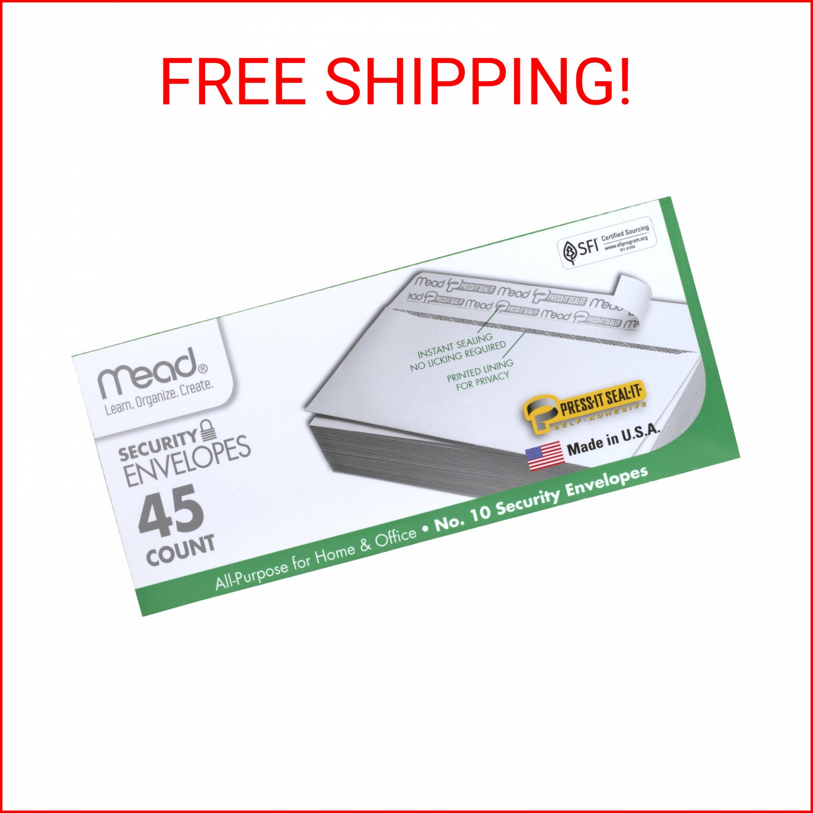 Mead #10 Security Business Envelopes Letter Size 4-1/8″ x 9-1/2″ – Peel and Seal