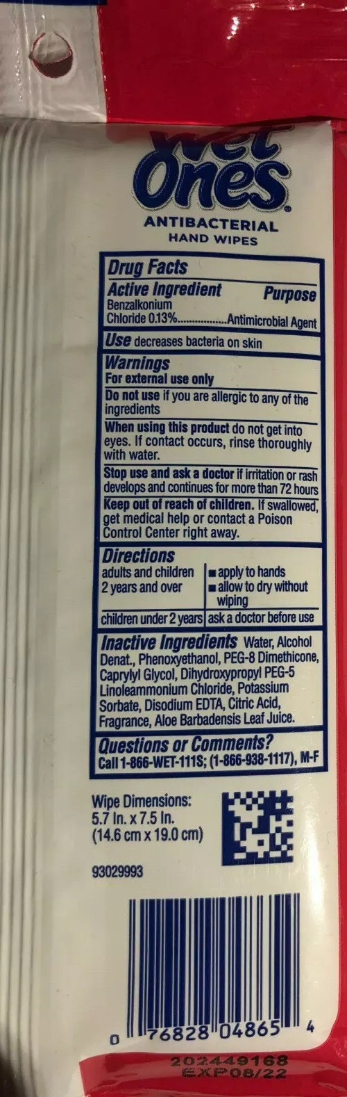 Wet Ones Hand Wipes 20 pcs pk New Ship24HRS
