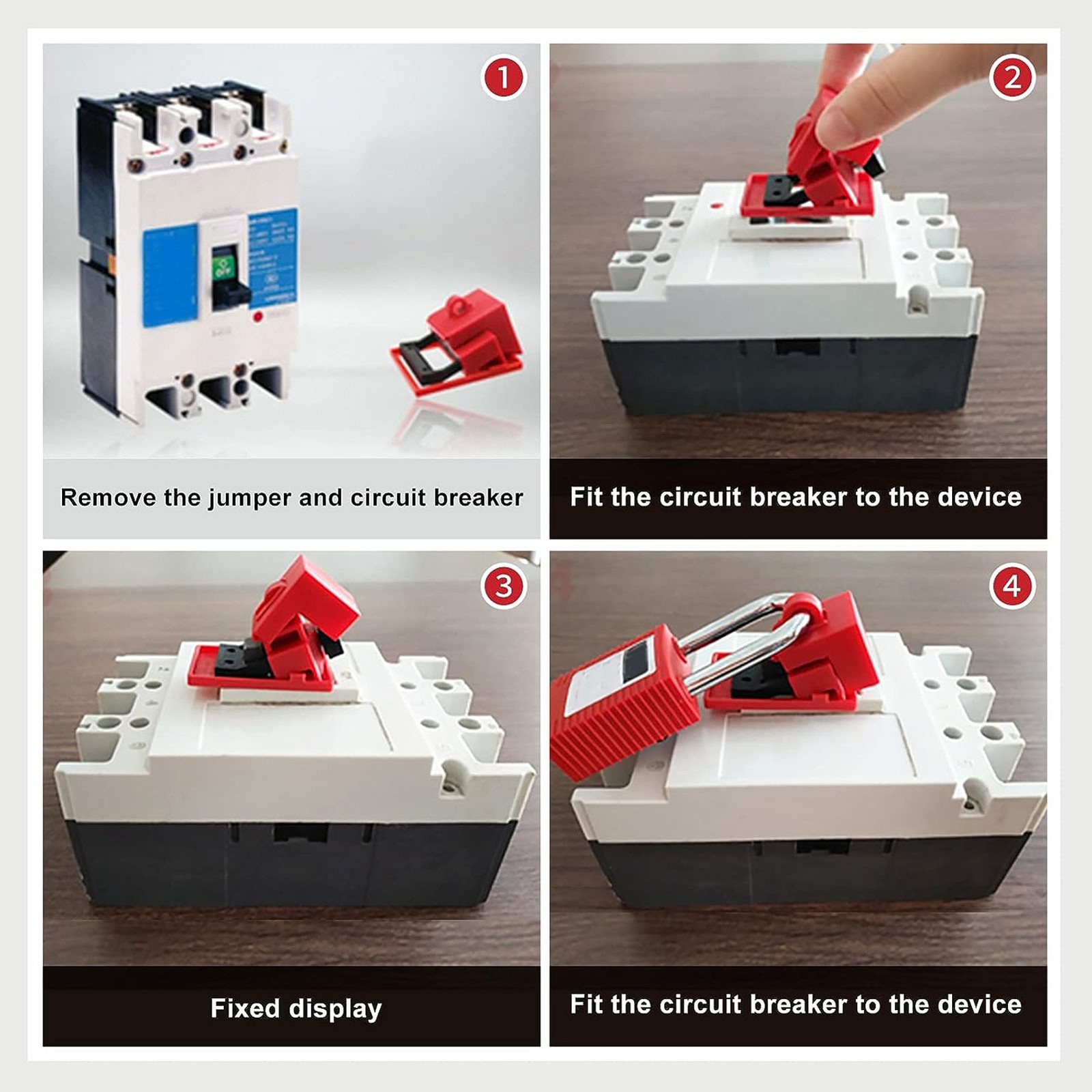 4Pcs Circuit Breaker Lockout Device Set Clamp On Single Pole Breaker Lock 480