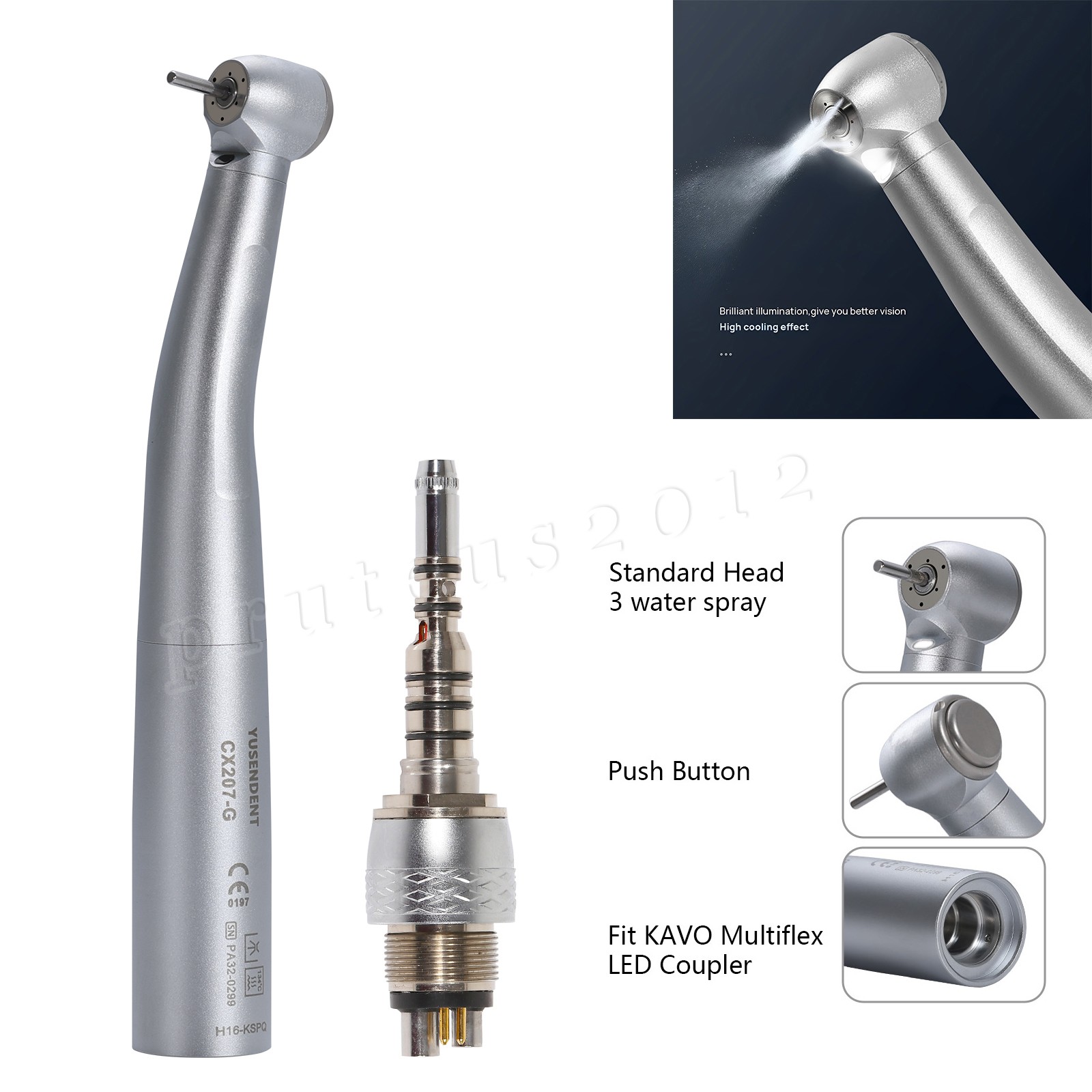 COXO Dental High Speed Handpiece Fiber Optic Turbine KaV MULTIflex LED Coupling