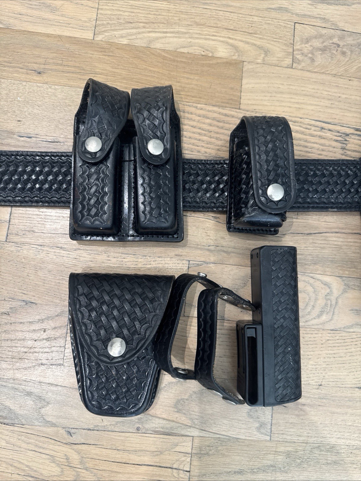 Dutyman 1021 Black Basketweave Full Grain Leather Police Duty Belt w/Acce