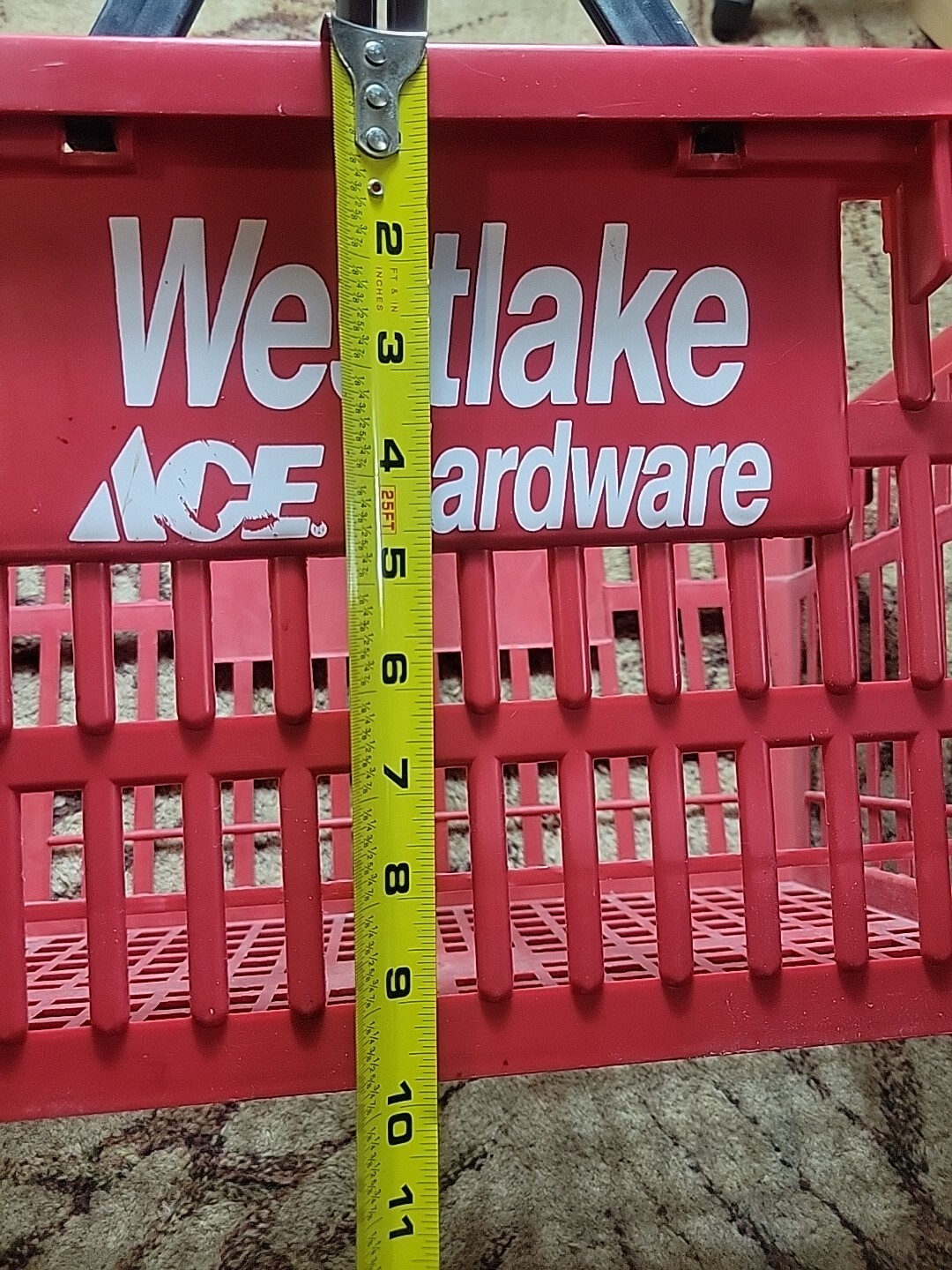 Full Size Plastic Hand Shopping Basket Red WESTLAKE ACE HARDWARE Handle Beach