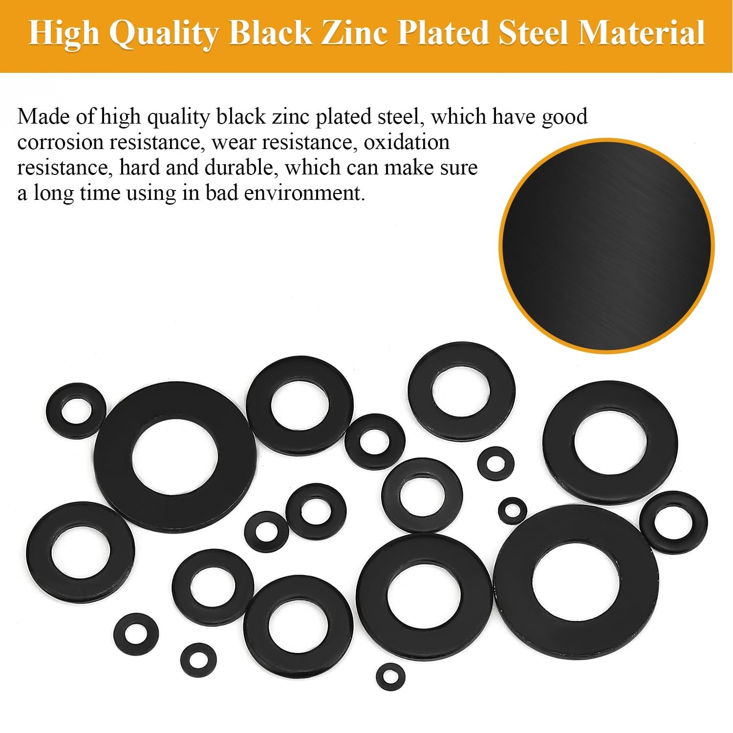 Durable 1000 Count Flat Washers – Black Zinc Coated for Corrosion Resistance