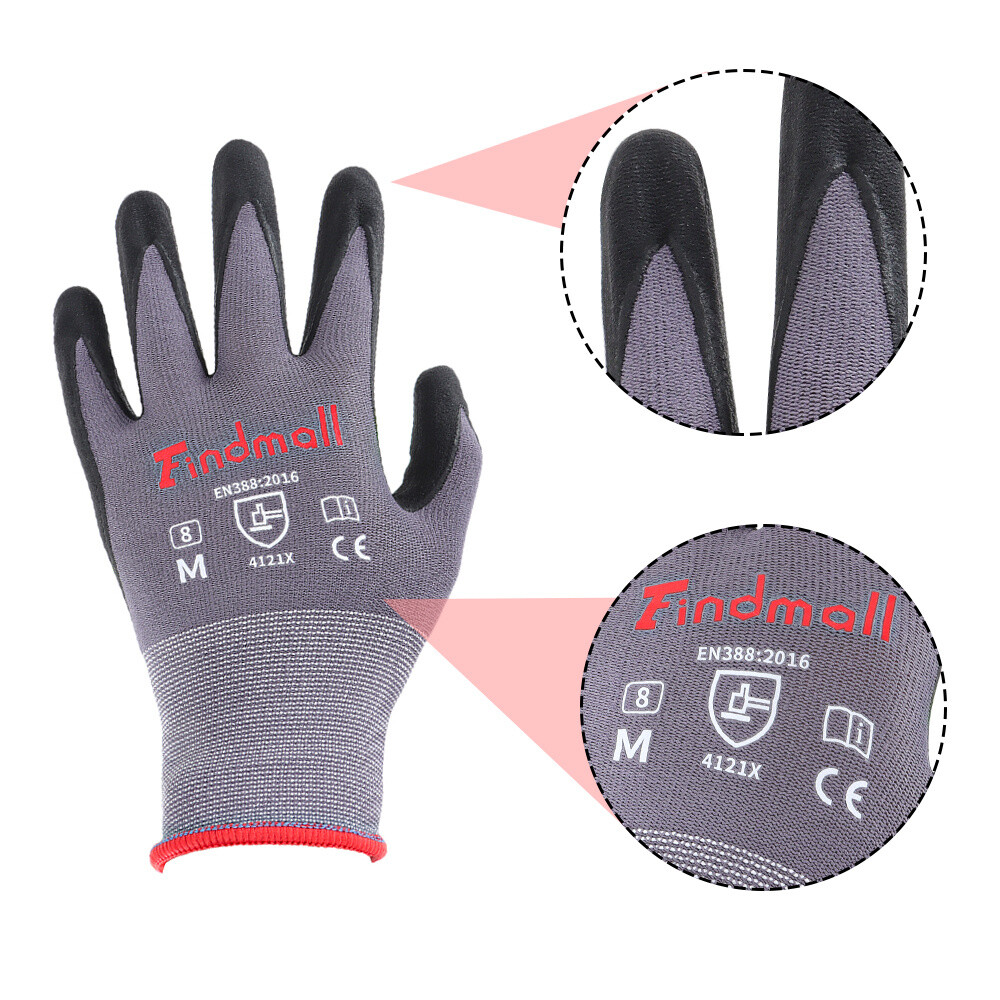 Safety Work Gloves MicroFoam Nitrile Coated Foam Gloves M-Size/12 Pairs