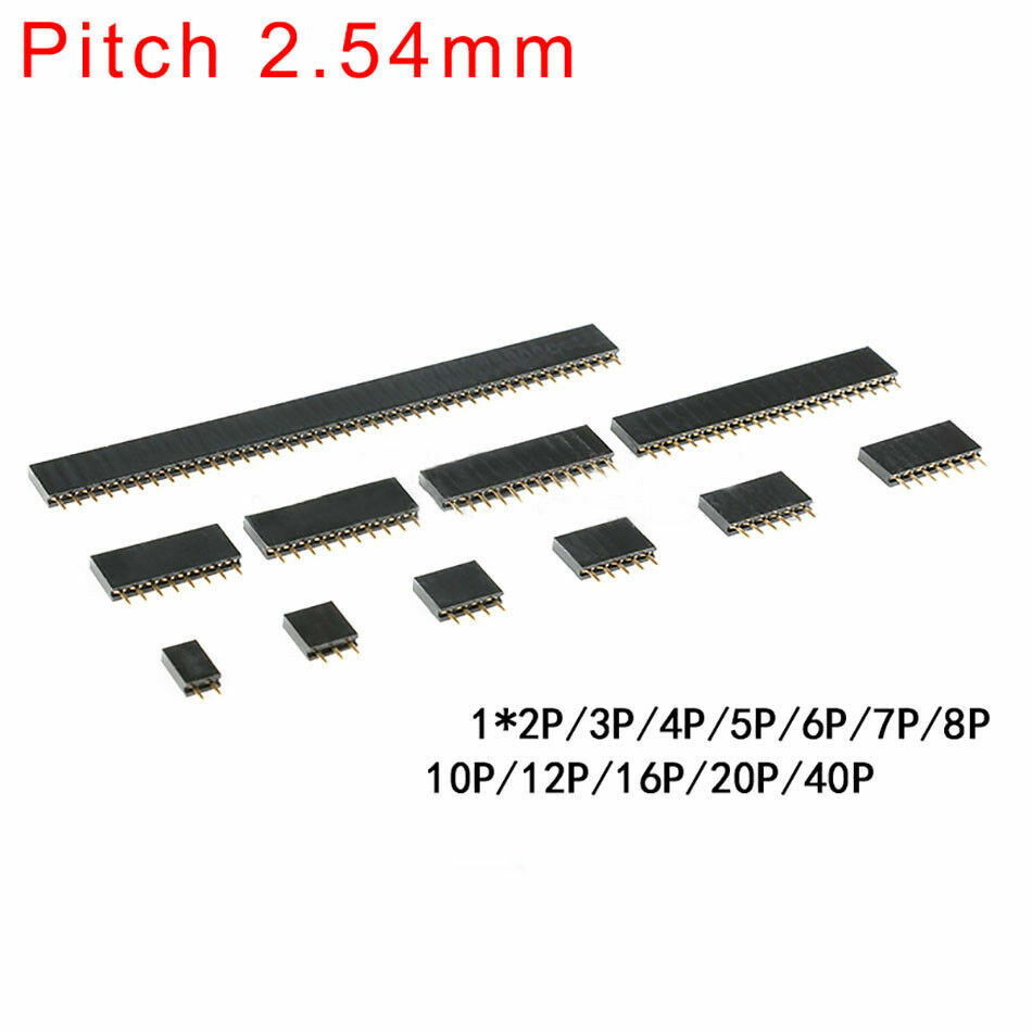 2.54mm Single Row Straight Copper Pin Female Header1x 2/3/4/5/6/7/8/10P-20/40P