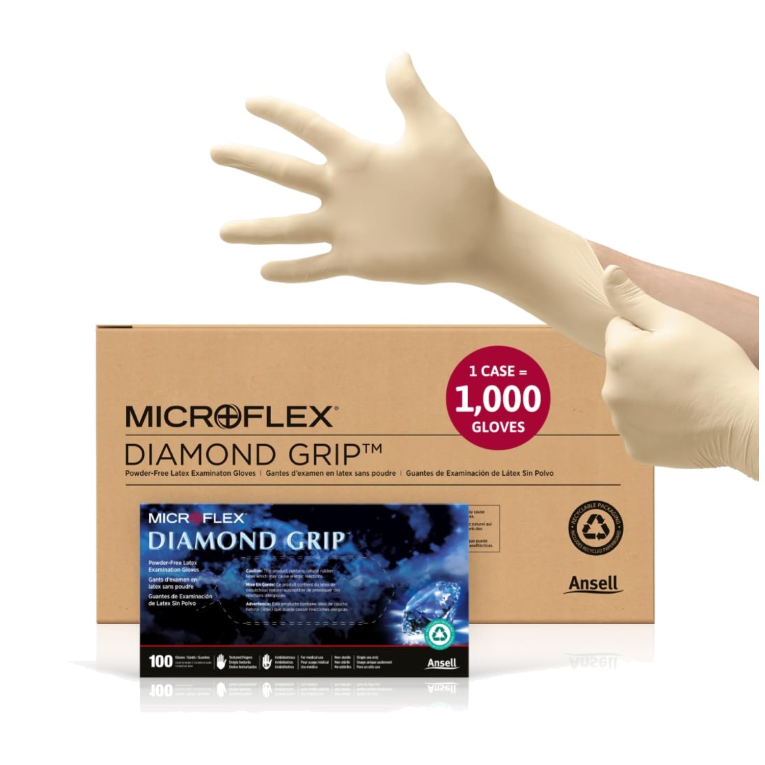 Microflex Diamond Grip MF-300 Latex Gloves XL – Case of 1000-