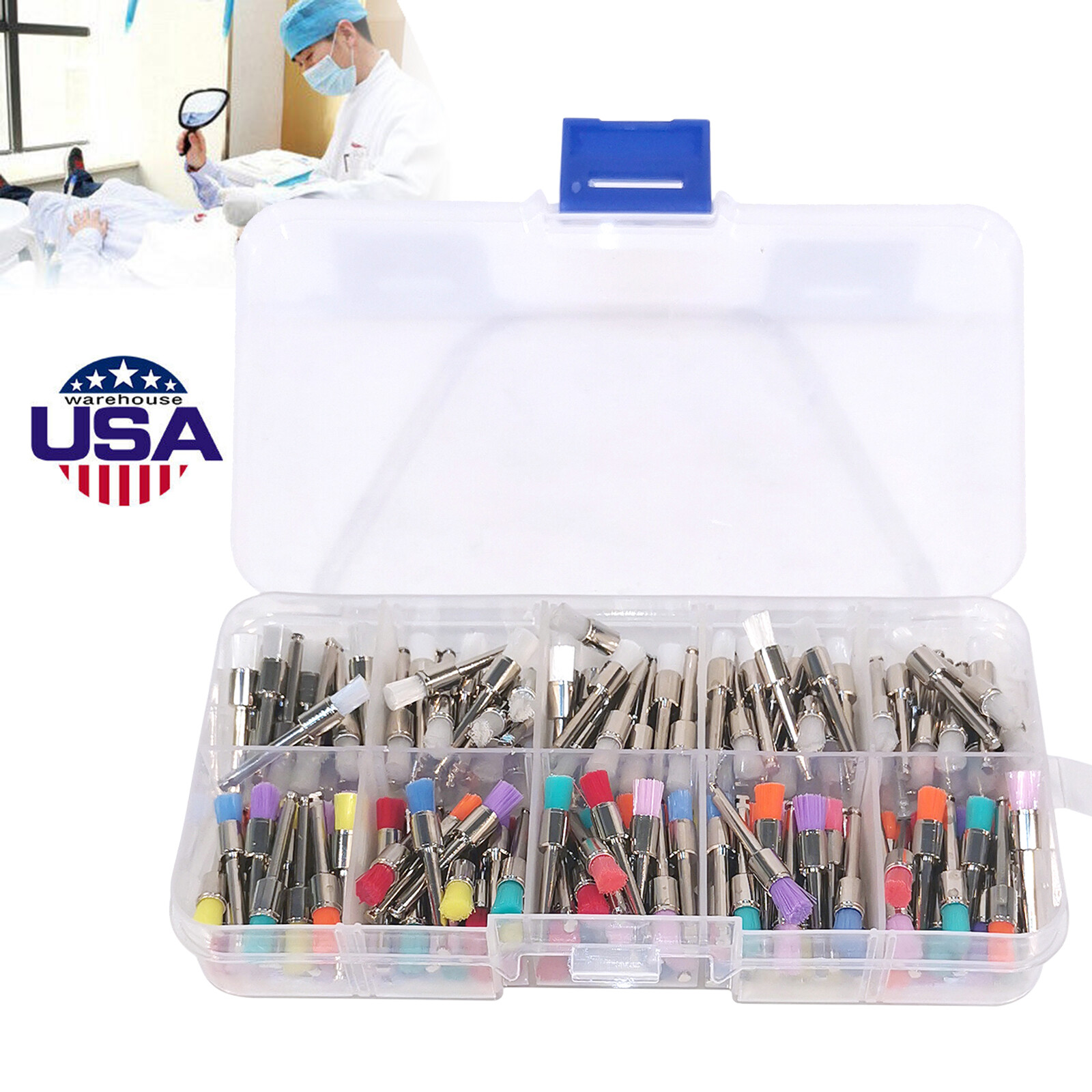 200Pcs Dental Prophy Brush Brushes Polishing Polisher f/Low Speed Handpiece A!