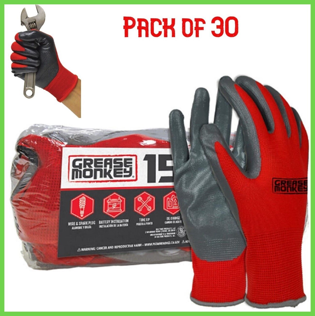 Grease Monkey Nitrile-Coated Work Gloves, steady grip (30 pk) Free Shipping