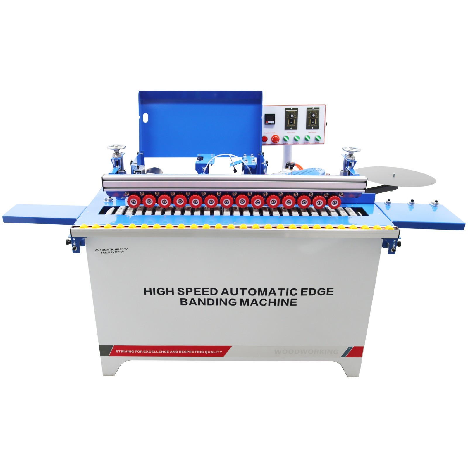 110V High Speed Straight Line Edge Banding Machine Double Gluing Trimming Polish
