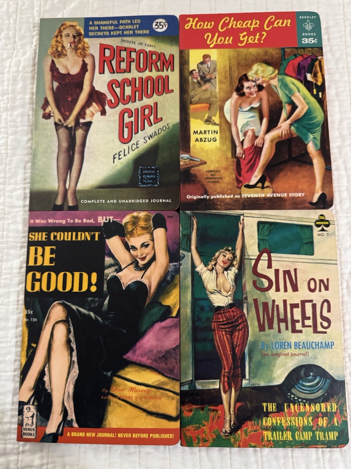 Peter Pauper Press Vintage Pulp Cover Journals Illustrated Cardboard Lot of 4