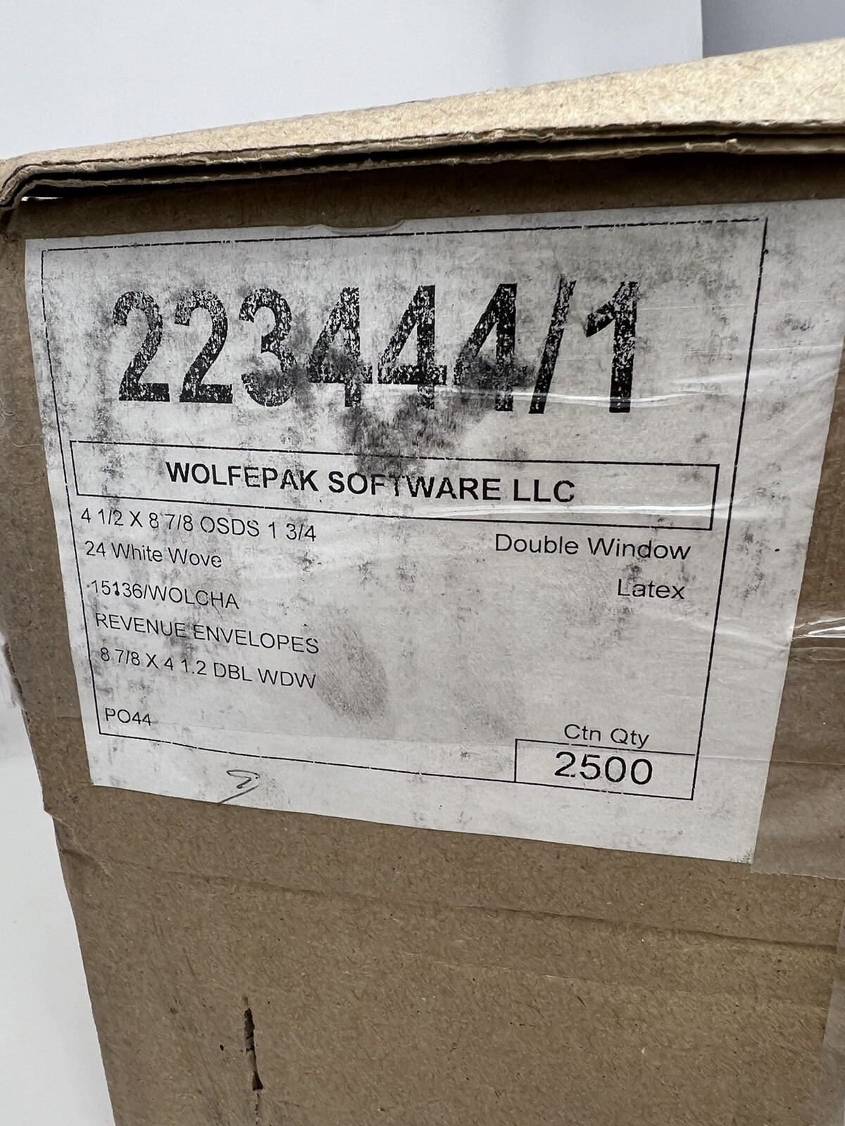 Revenue Envelopes 4 1/2” X 8 7/8”x 1 3/4” #24 White Dove, Double Window 2500 Qty