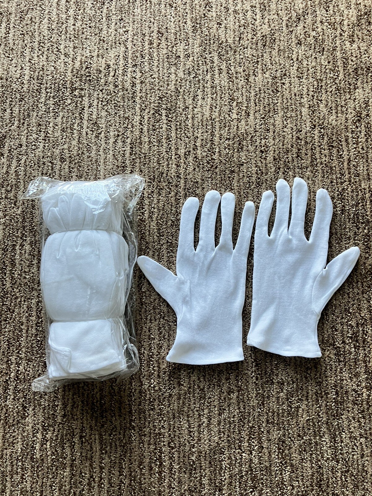 12 PAIR 1 DOZEN WHITE INSPECTION COTTON LISLE GLOVES COIN JEWELRY LIGHTWEIGHT
