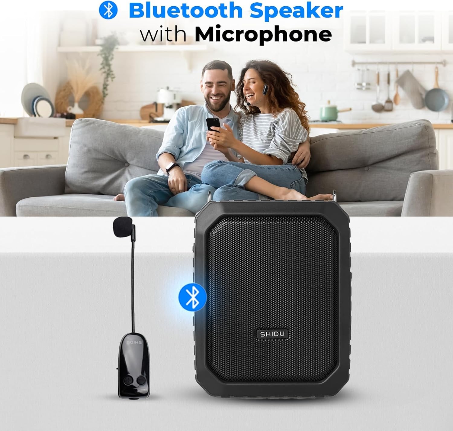 Wireless Voice Amplifier Bluetooth Headset Mic, 18W IPX5 Waterproof Microphon…