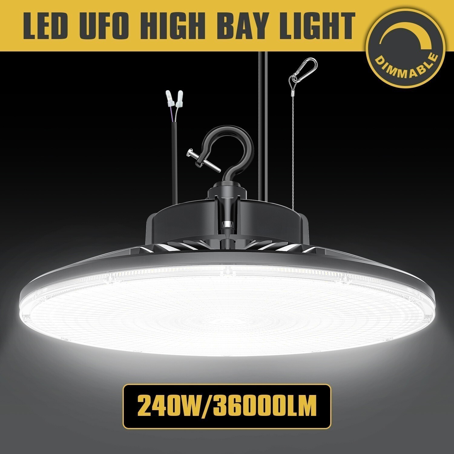 LED High Bay Light 240W 36000LM Warehouse Workshop Gym Garage Barn Light Fixture