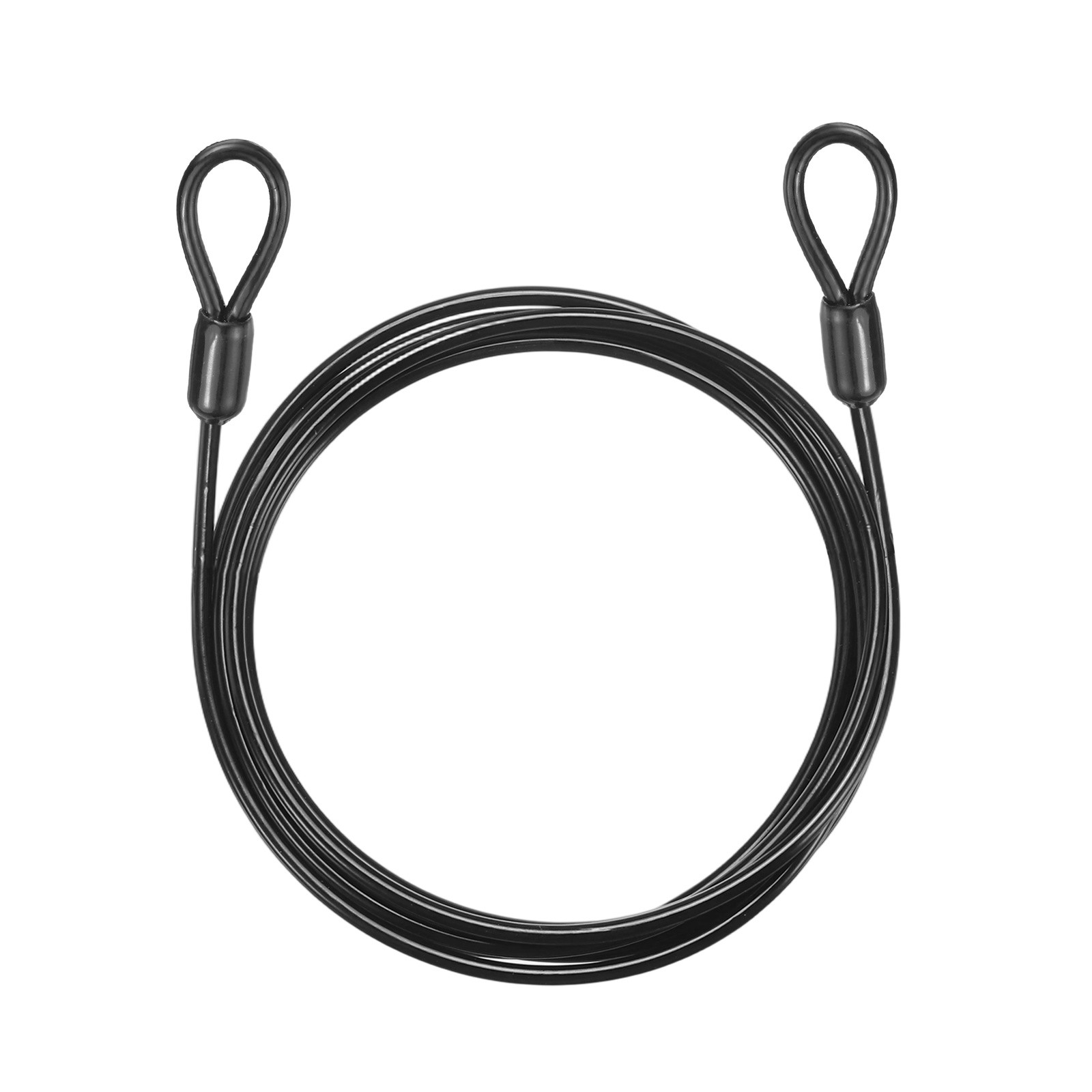 5/32″ Dia 5.2ft Security Cable Lock Vinyl Coated Steel with Loops Black