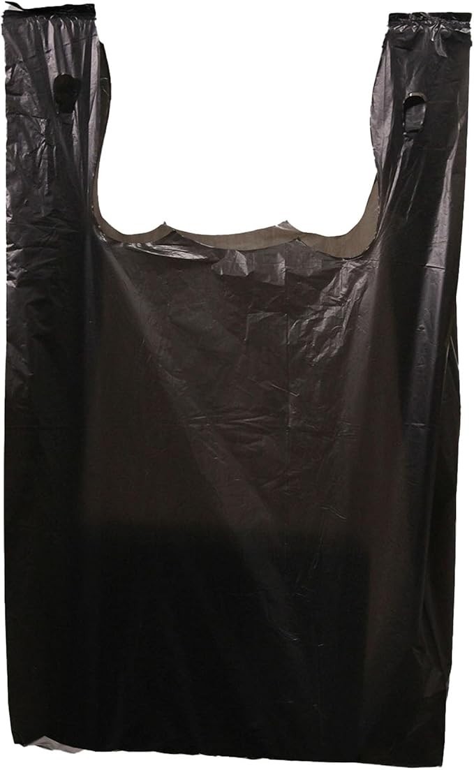 Black Plastic Shopping Bags T-Shirt 2000 Retail Merchandise Grocery 8 x 5 x 16″