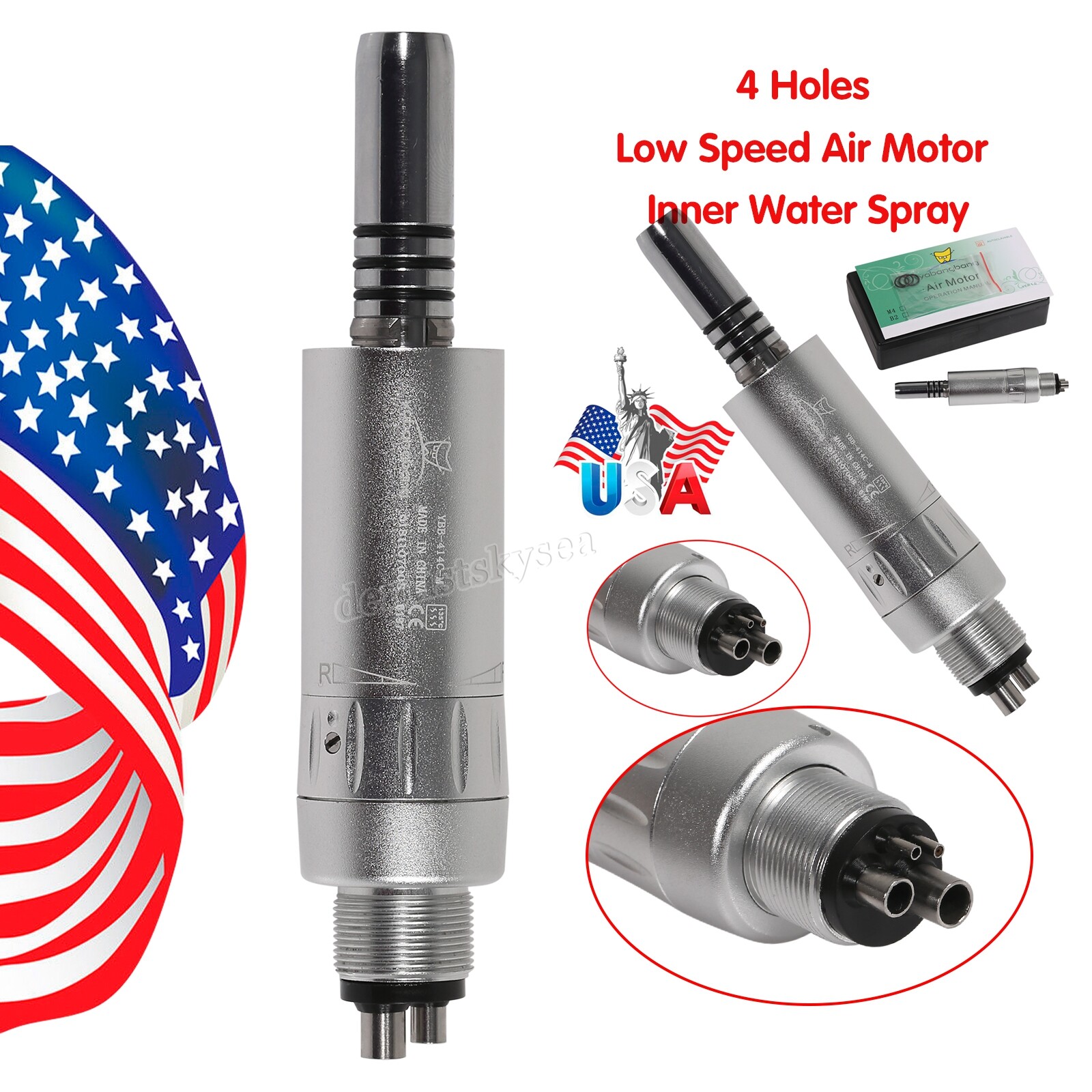 Dental Low Slow Speed Handpiece Air Motor Inner Spray Water 4 Hole WY4