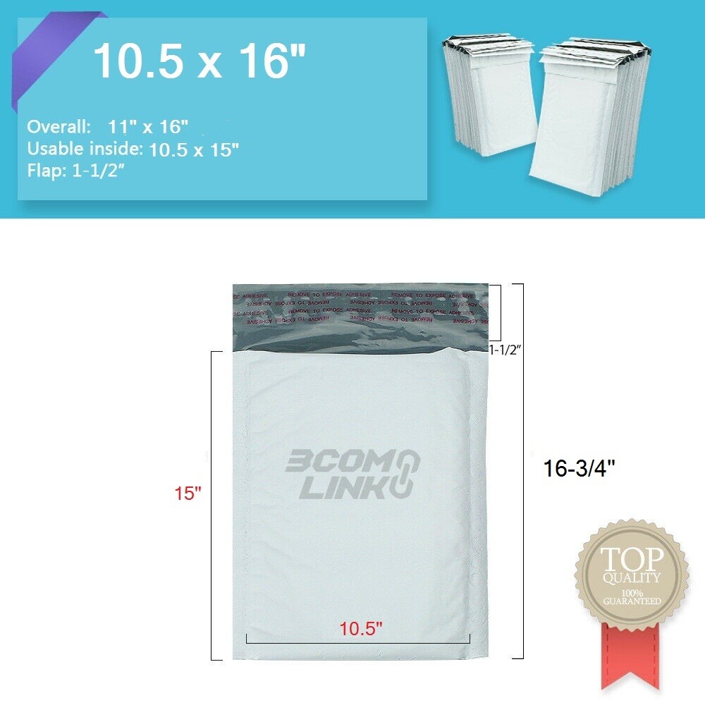 #5 10.5×16 (10.5×15) Poly Bubble Mailer Padded Envelope Shipping Bag 25,50,100