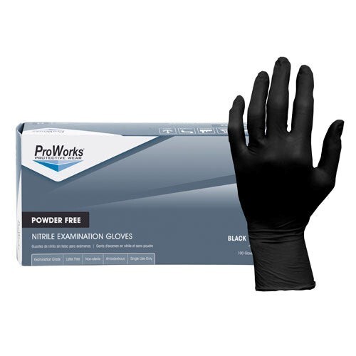 ProWorks Nitrile 5 Mil Black PF Exam Gloves, GL-N145F, M-XL, 1,000/Case