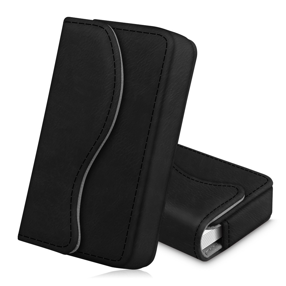 Business Card Holder Name Card Wallet Case Organizer with Magnetic Closure-Black