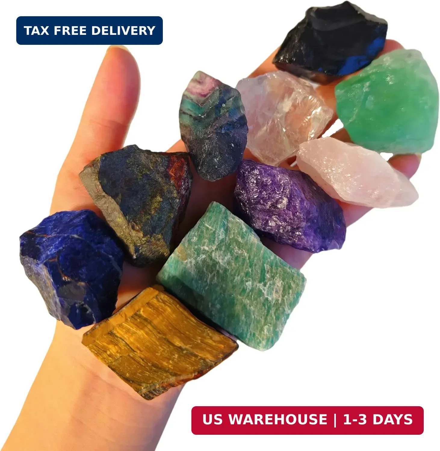 2 lb Raw Crystals and Healing Stones Bulk for Tumbling, Wire Wrapping, Wicca Rei
