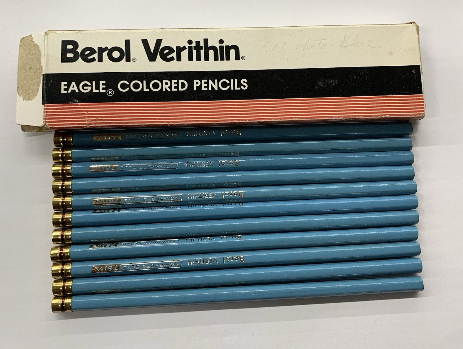 EAGLE Berol Verithin NON-PHOTO BLUE Pencils 761 1/2, 11 Pieces with Box