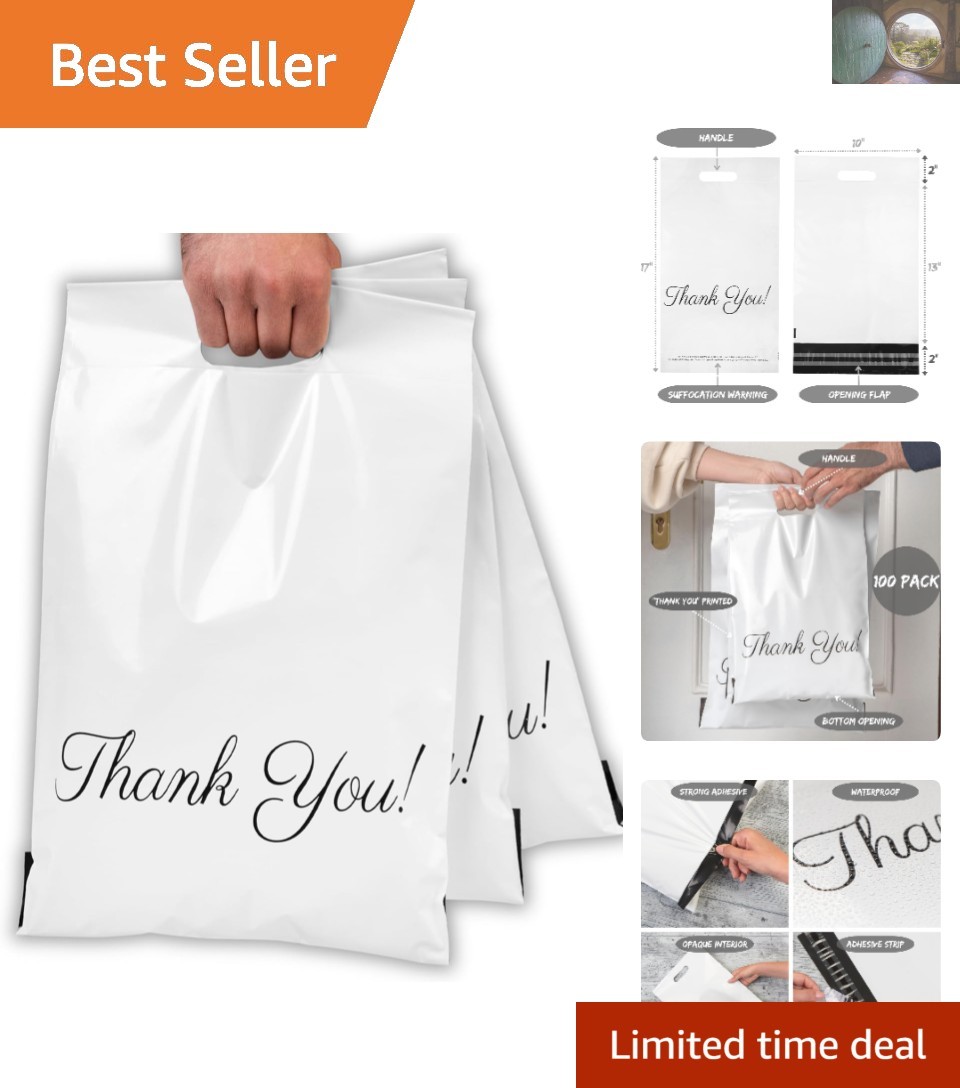 Thick White Poly Mailers 10×13 with Handles – Perfect for Shipping & Packaging