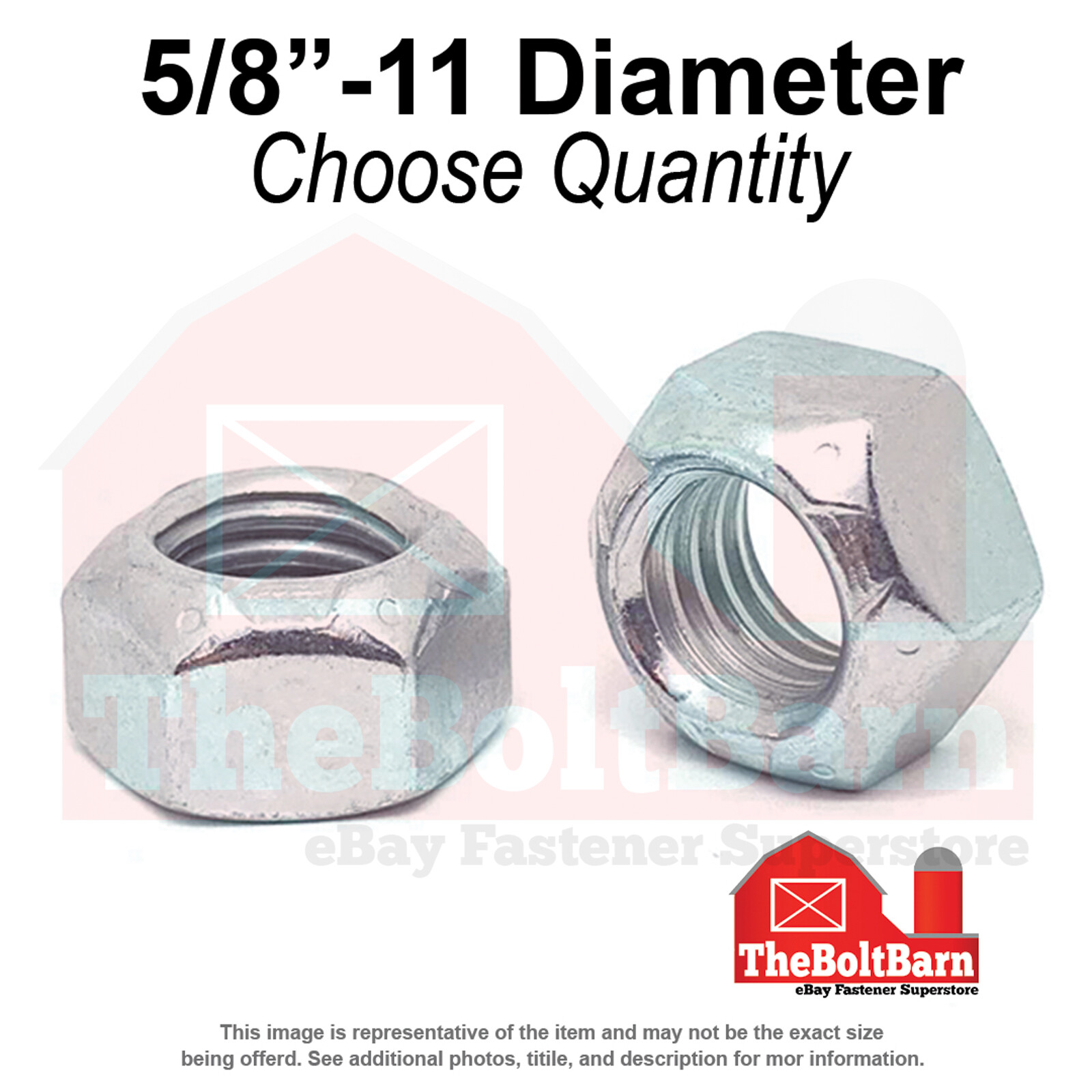 5/8″-11 Grade 8 Hex Top Lock Nuts Zinc Clear Coarse Thread (Pick Quantity)