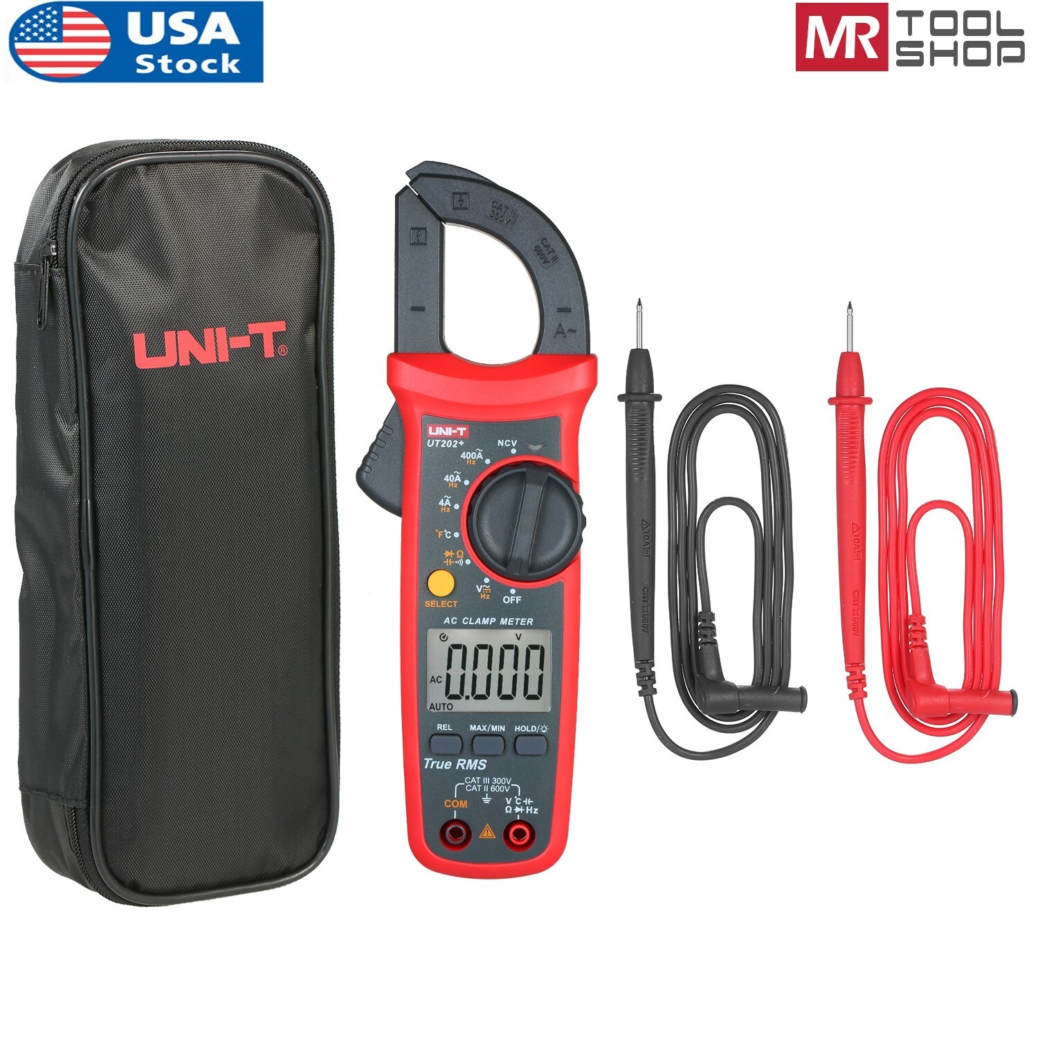 UNI-T UT202+ Handheld True RMS Digital Clamp Meter Multimeter AC DC Volt NCV Tes