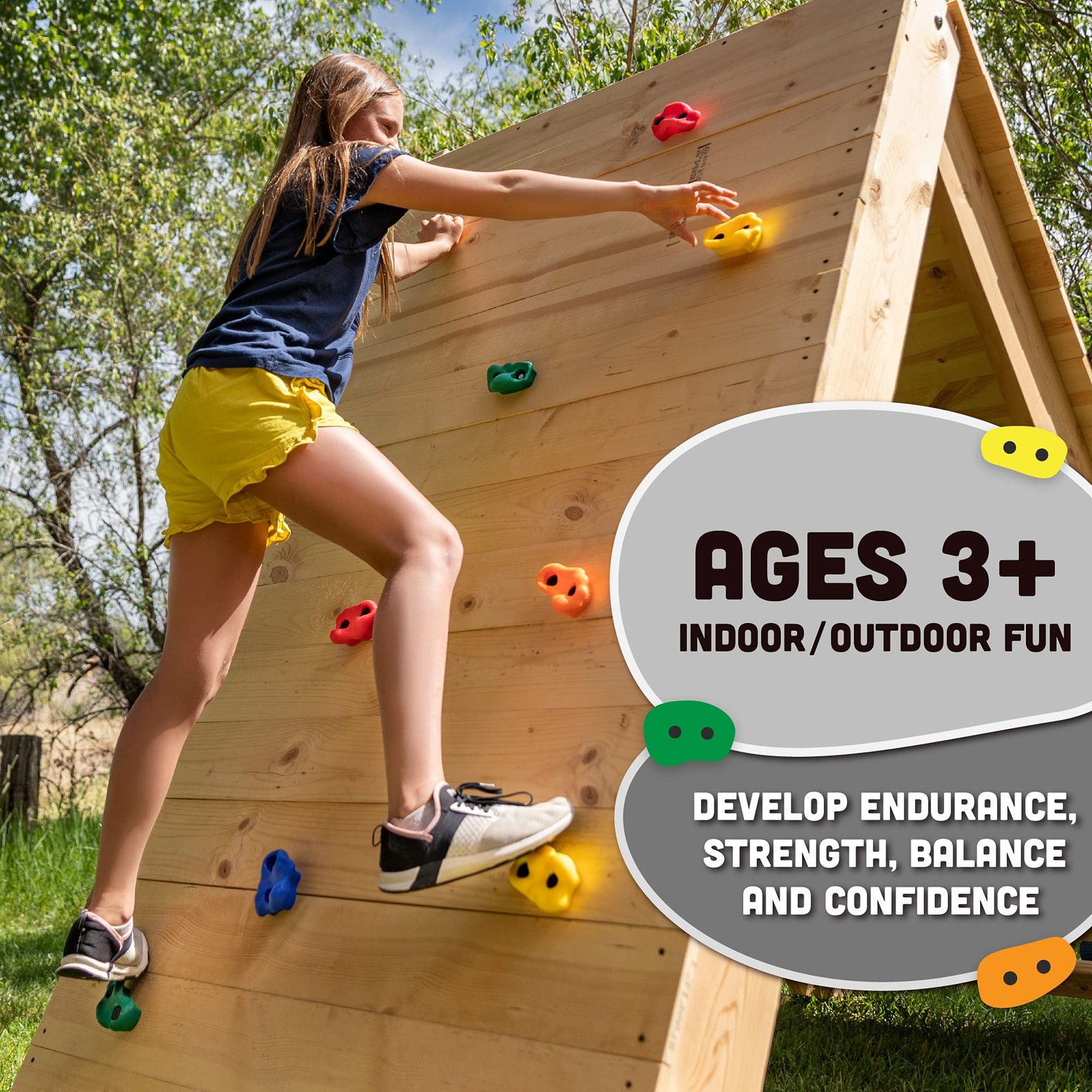Squirrel Products Kids Rock Climbing Holds Indoor & Outdoor Playground Accessori