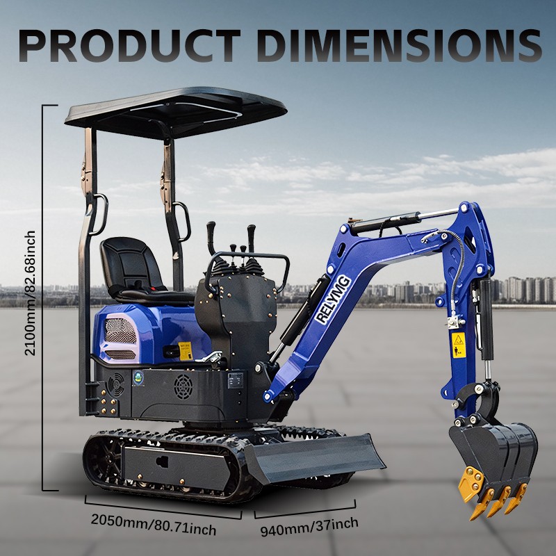 1 Ton Mini Excavator 13.5HP EPA Engine Track Digger FREE SHIPPING USA STOCK