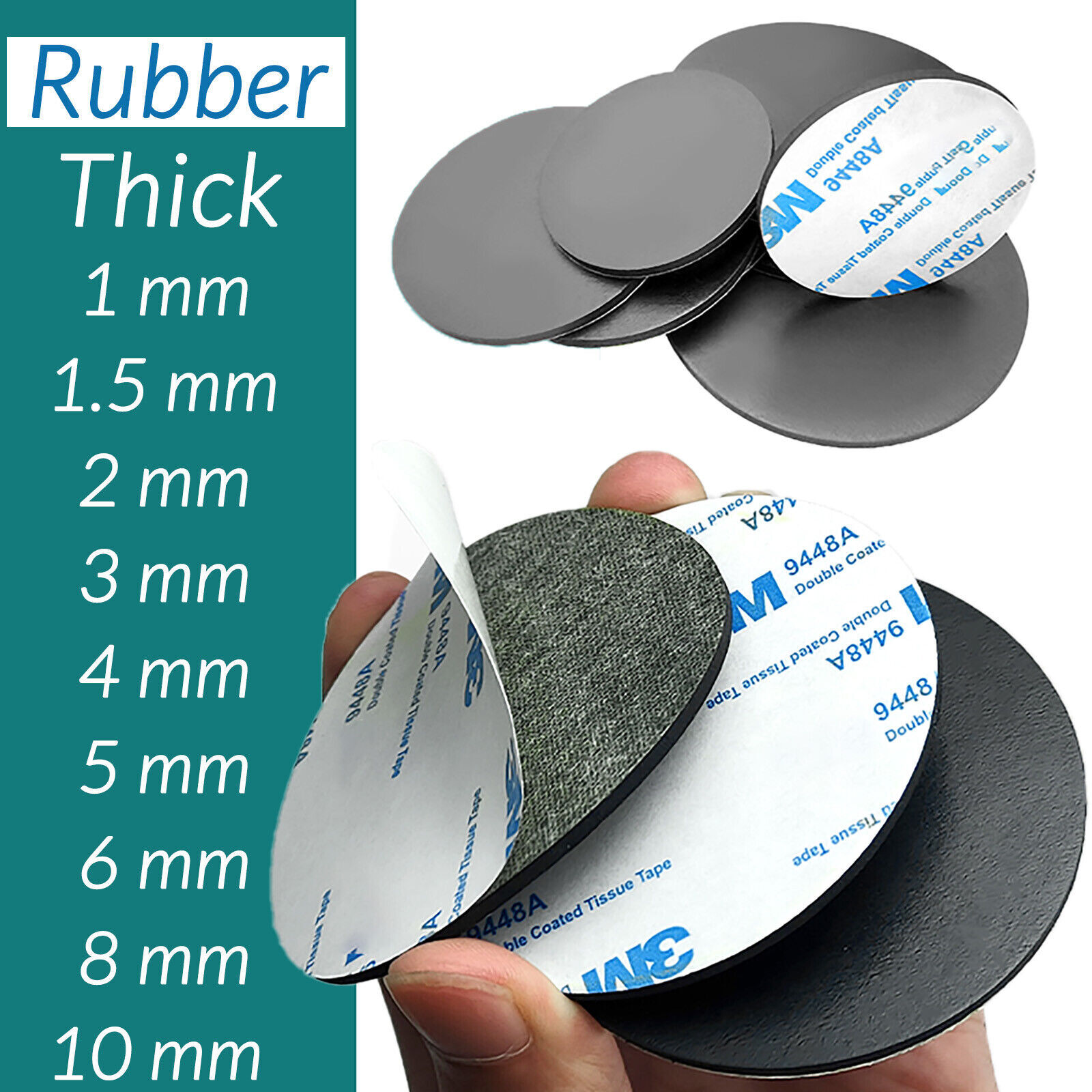Dia 5-150mm Thick 1-10mm Solid Round Self Adhesive Rubber Pad Disc Sheet Gaskets