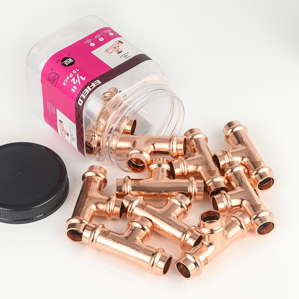 10 PCS EFIELD 1/2 ” Press Fit Equal Tee For Copper Tube, No Lead , Pro Pack