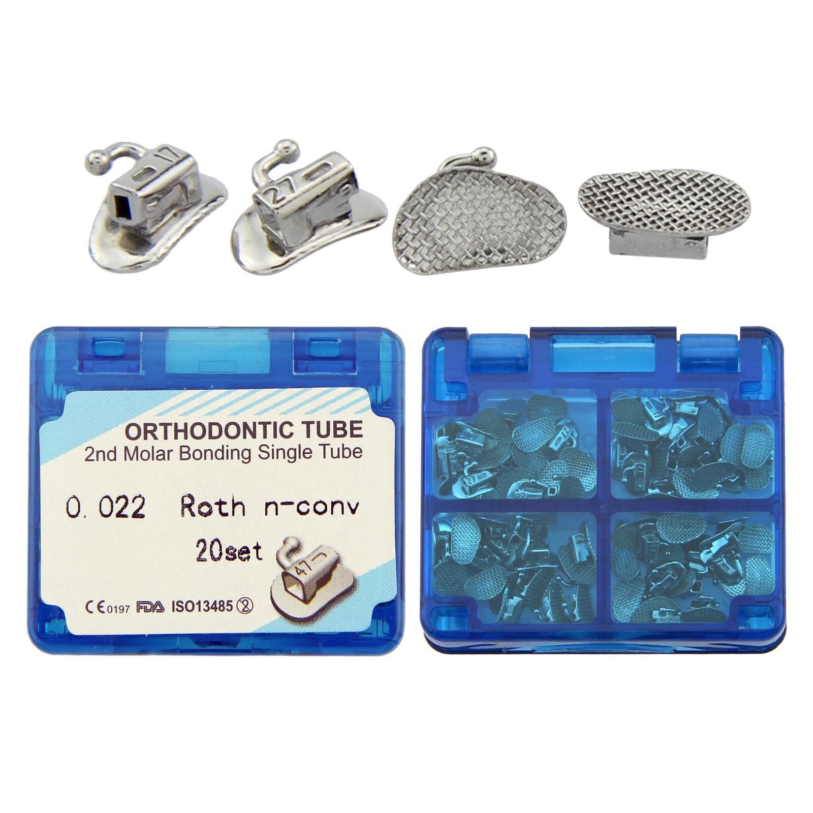 80pcs tubos de ortodoncia Buccal Tubes Dental 2nd Molar Bracket Roth 022 Single