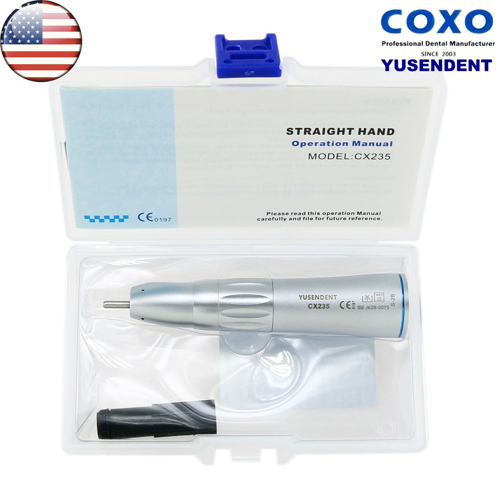 US COXO Dental Low Speed Handpiece Contra Angle Inner Water Air Motor 2/4 Holes