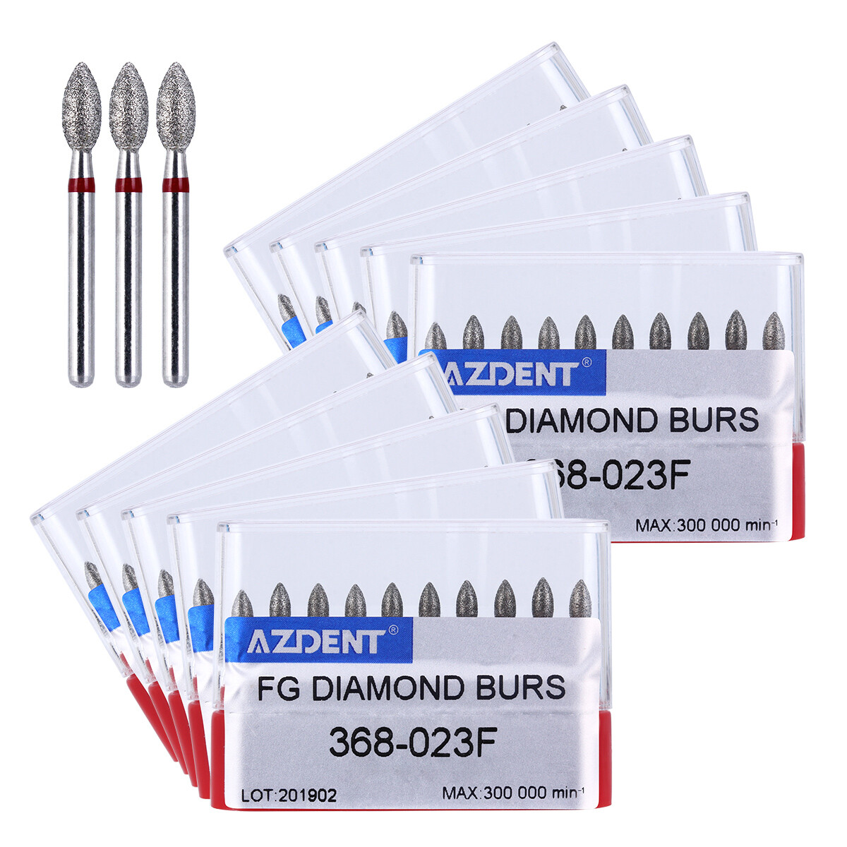 10pcs/Kit AZDENT Dental Diamond Burs Football #368-023F #379-023F Fine Red