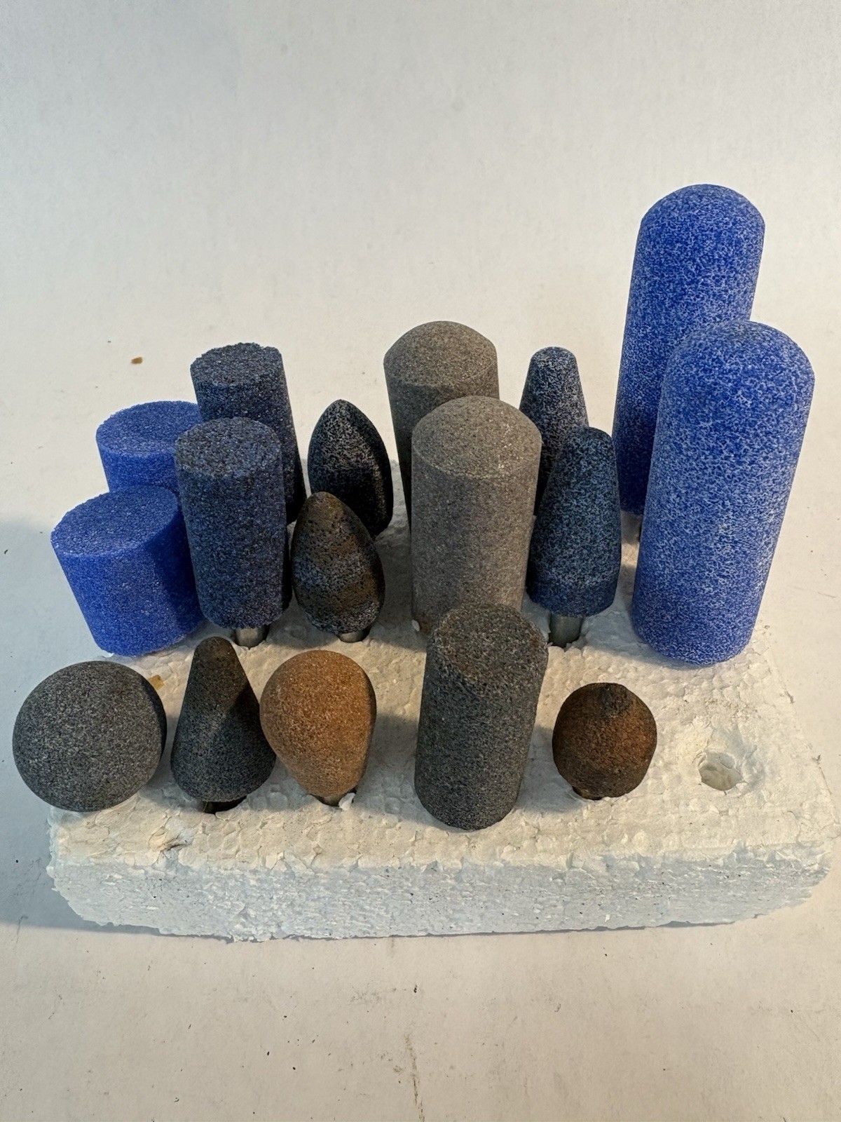 Lot of 17 mounted points grinding stones 1/4” Shaft Variety Sizes Shapes 3 Used