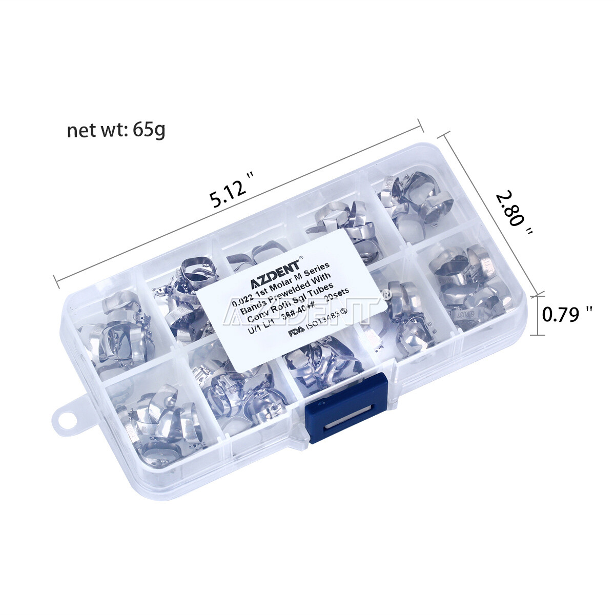 Dental Orthodontic Bands with Buccal Tube 1st Molar Roth/MBT .022 16#-35 #