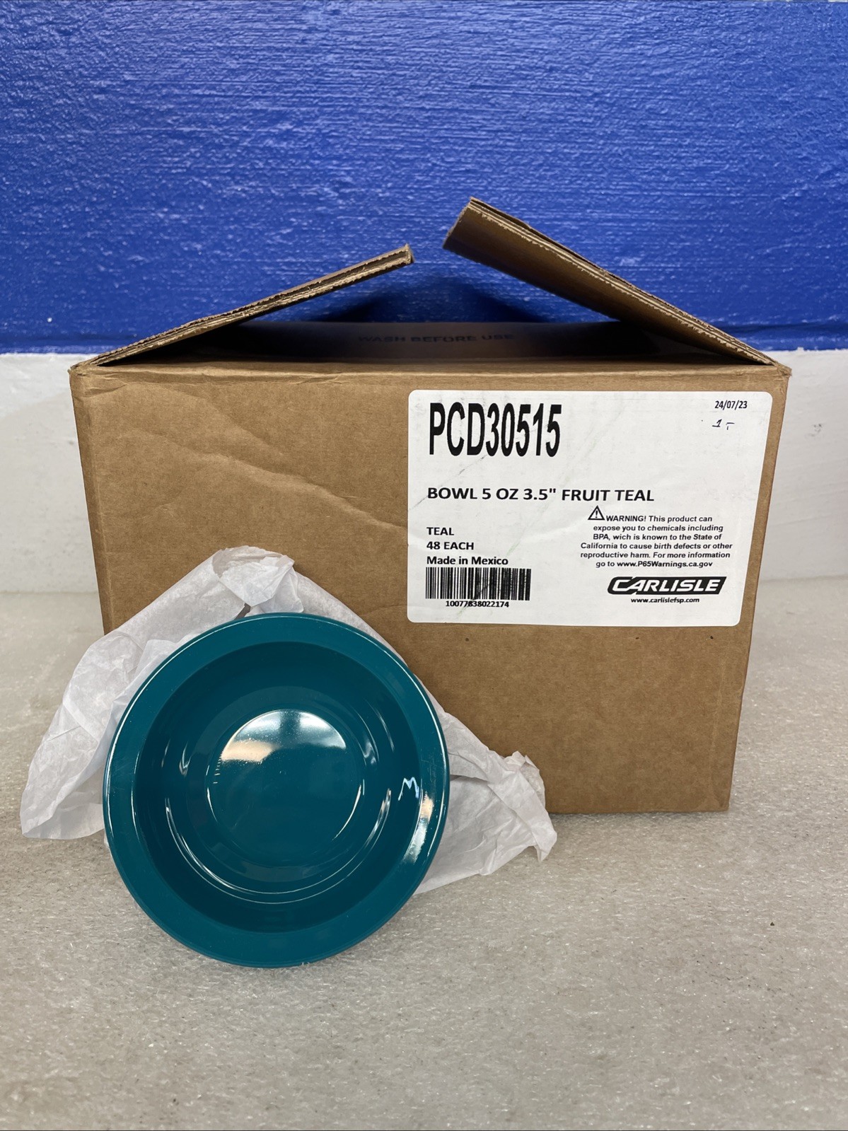 Carlisle PCD30515 3.5” 5oz Polycarbonate Fruit Bowls Teal 48 Count Box New
