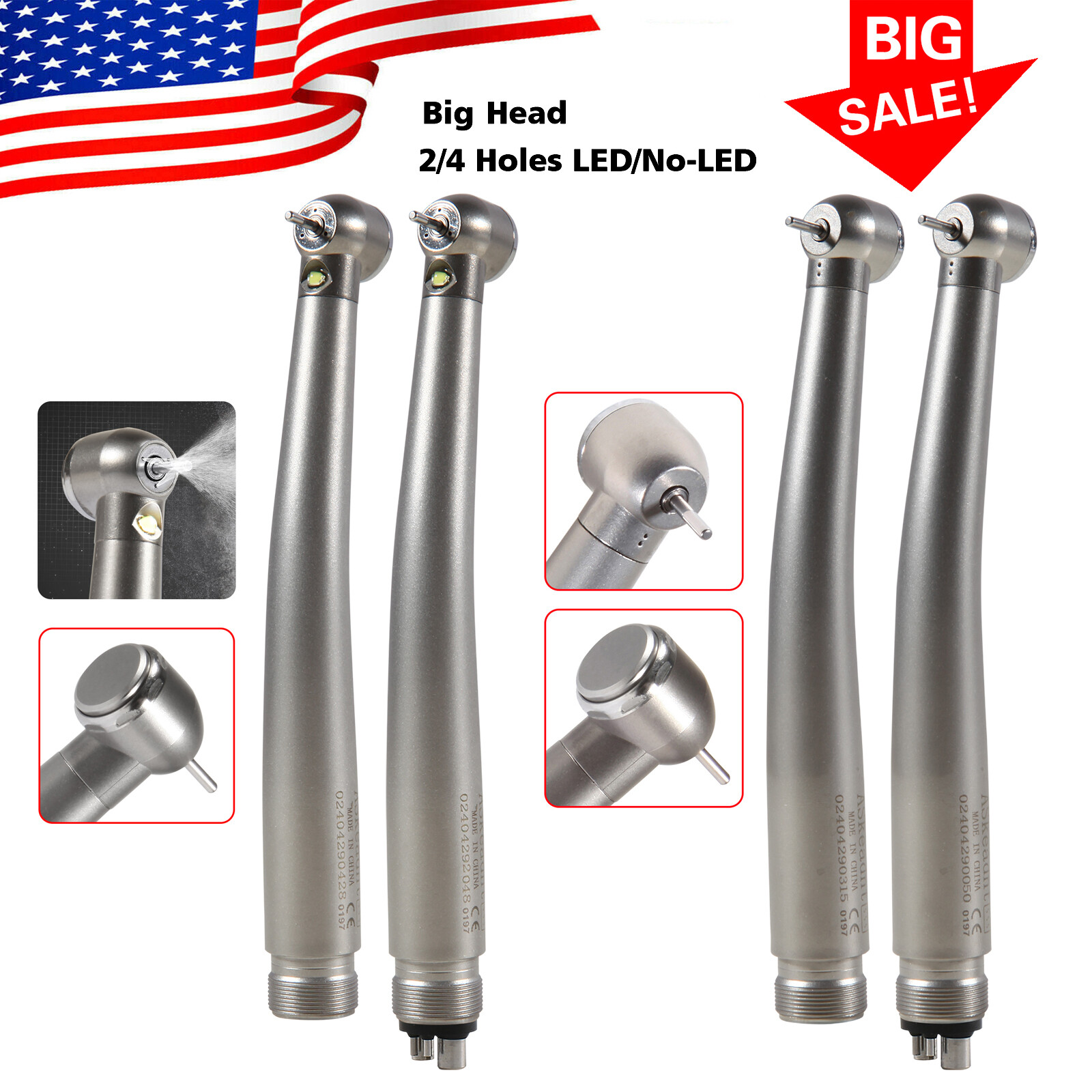 Dental Fiber Optic LED E-generator/ High Speed Handpiece Push Button 2/4 Holes